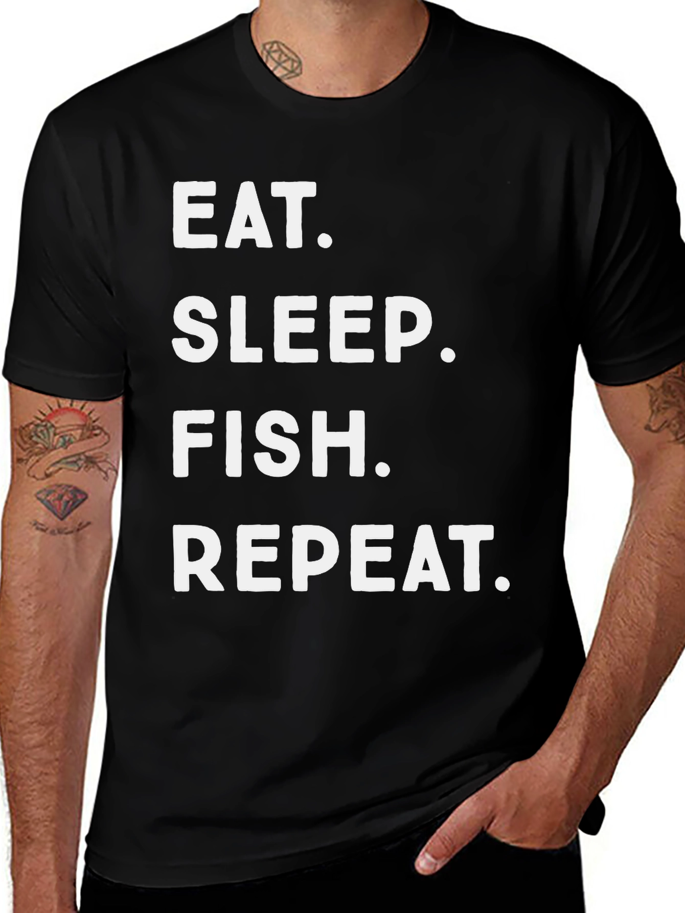 Variant 26 of Eat Sleep Fish Repeat Graphic Tee