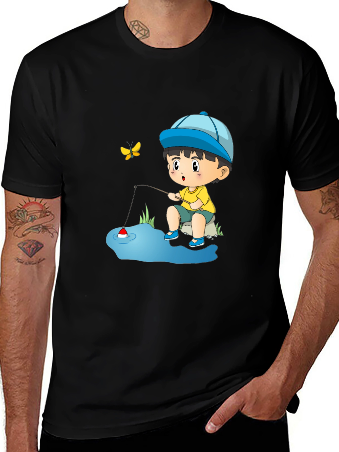 Variant 28 of Cartoon Fishing Kid Graphic Tee