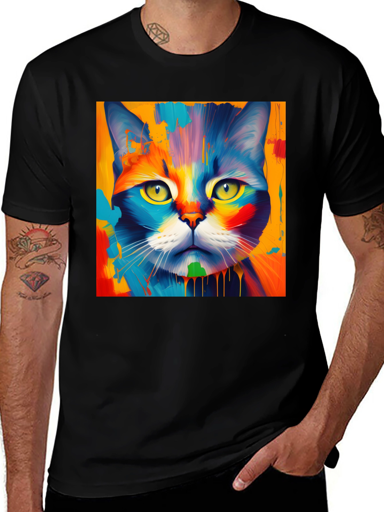 Variant 4 of Colorful Cat Art Graphic Tee - Stylish Unisex T-Shirt