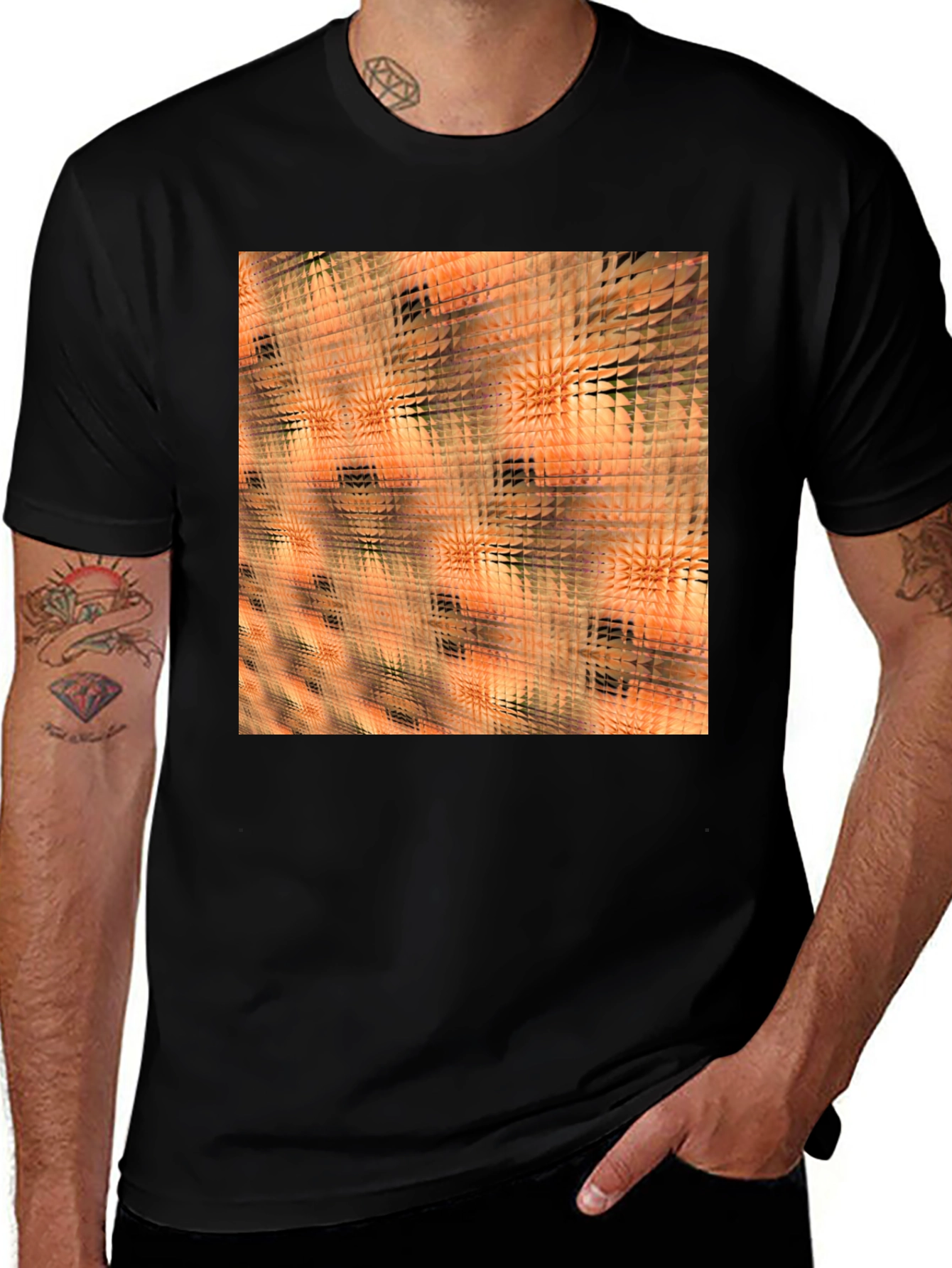 Variant 15 of Abstract Geometric Print Black T-Shirt