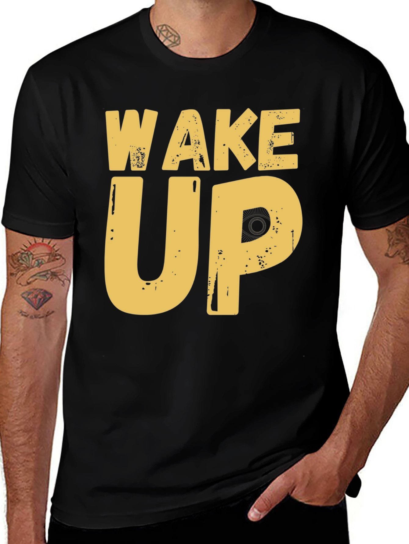 Variant 6 of Wake Up Graphic Tee - Black Cotton T-Shirt
