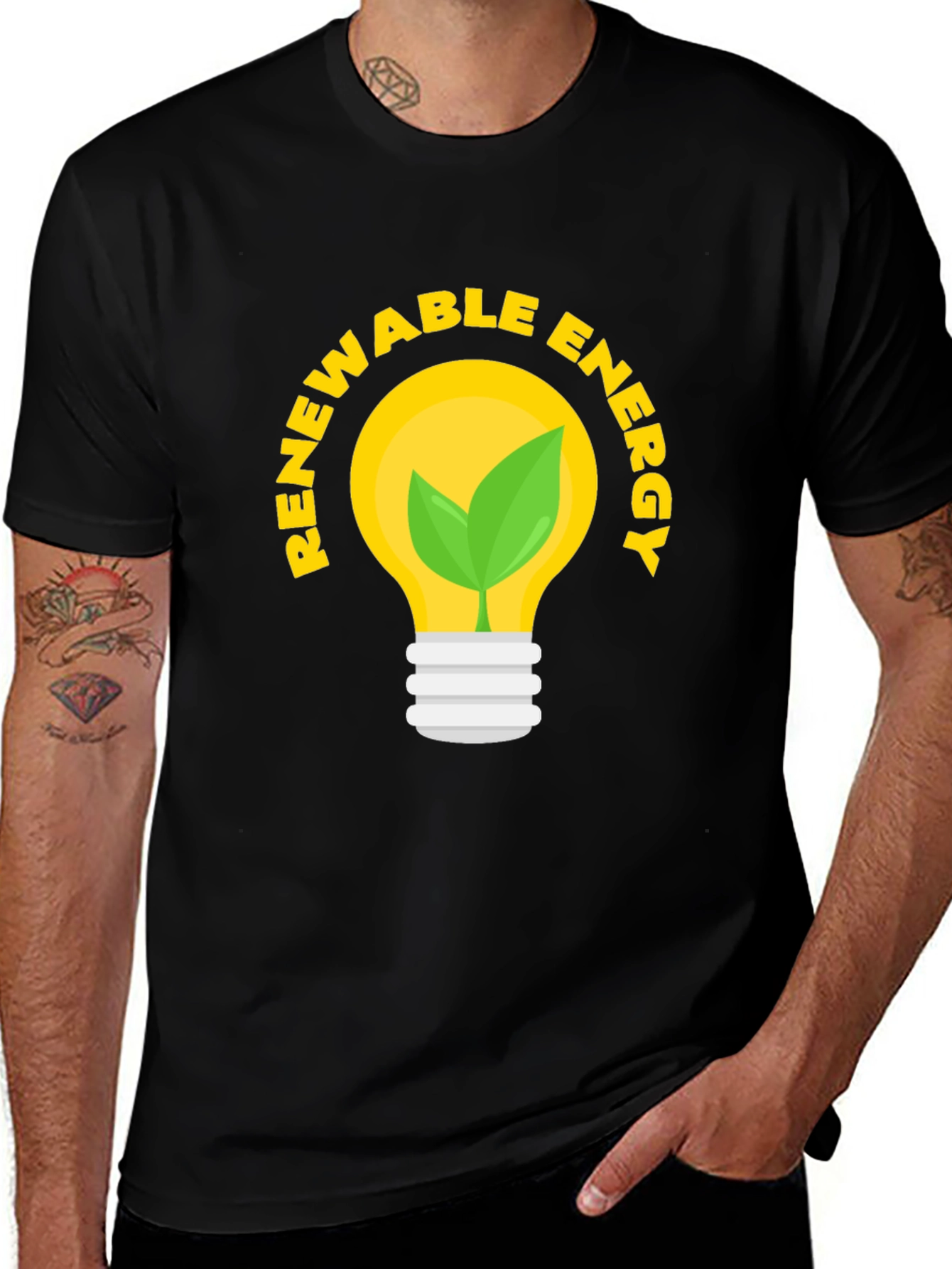 Variant 26 of Renewable Energy Graphic Tee - Black Cotton T-Shirt