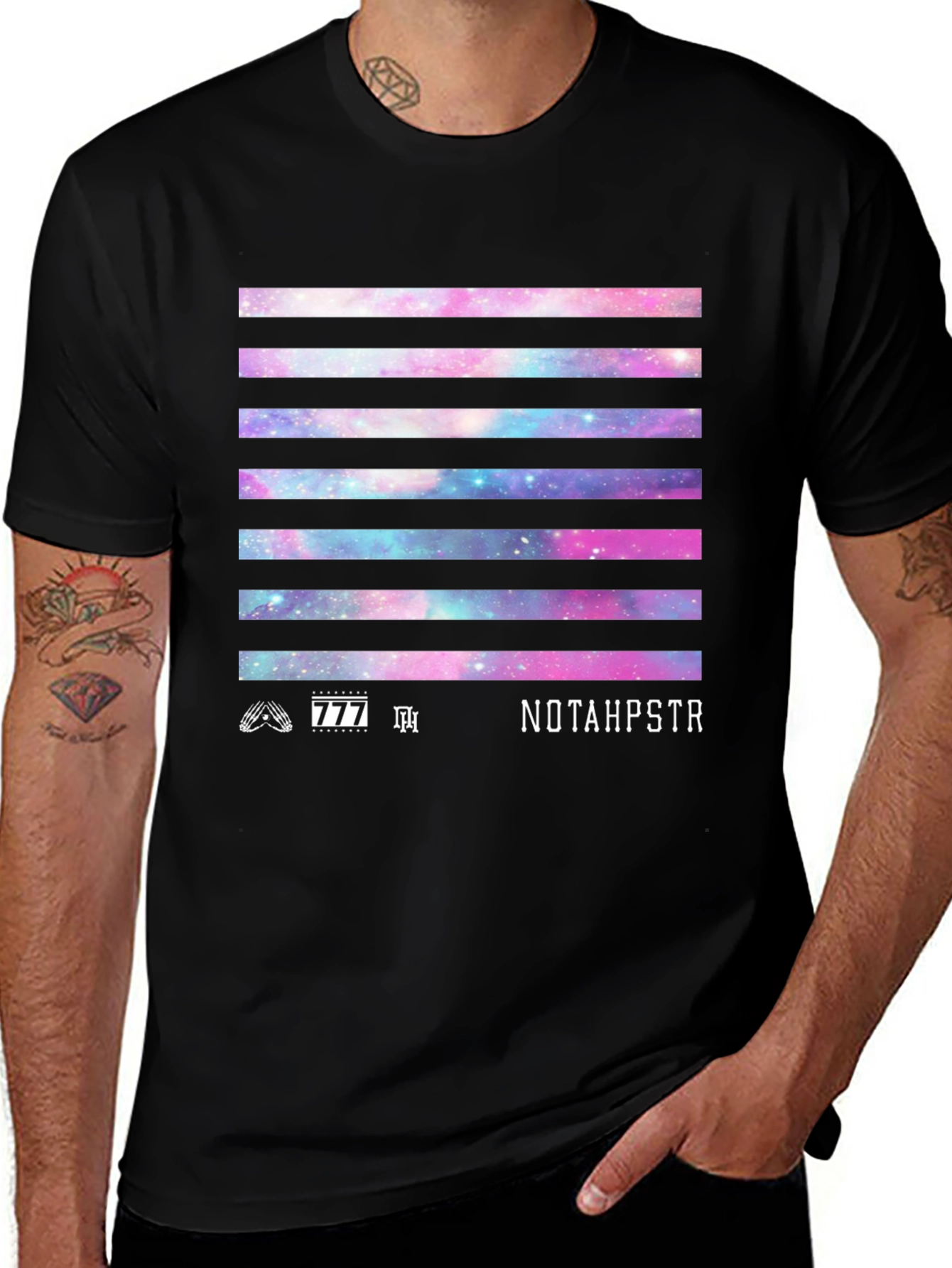 Variant 4 of Galaxy Stripe Graphic Tee - NOTAHPSTR Black T-Shirt