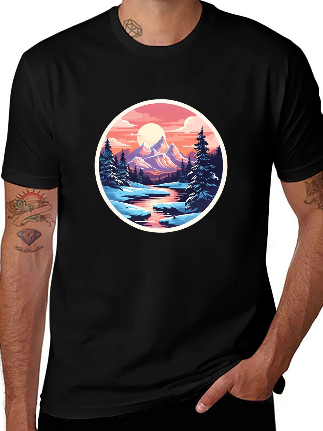 Variant 16 of Mountain Sunset Graphic Tee - Nature Inspired T-Shirt