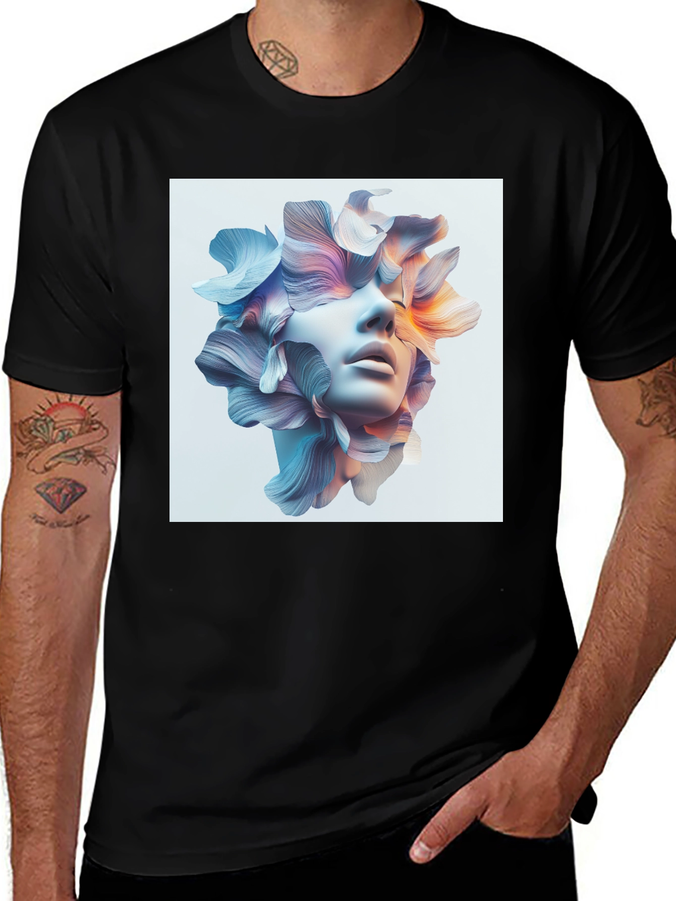 Variant 28 of Floral Face Graphic Tee - Modern Art T-Shirt