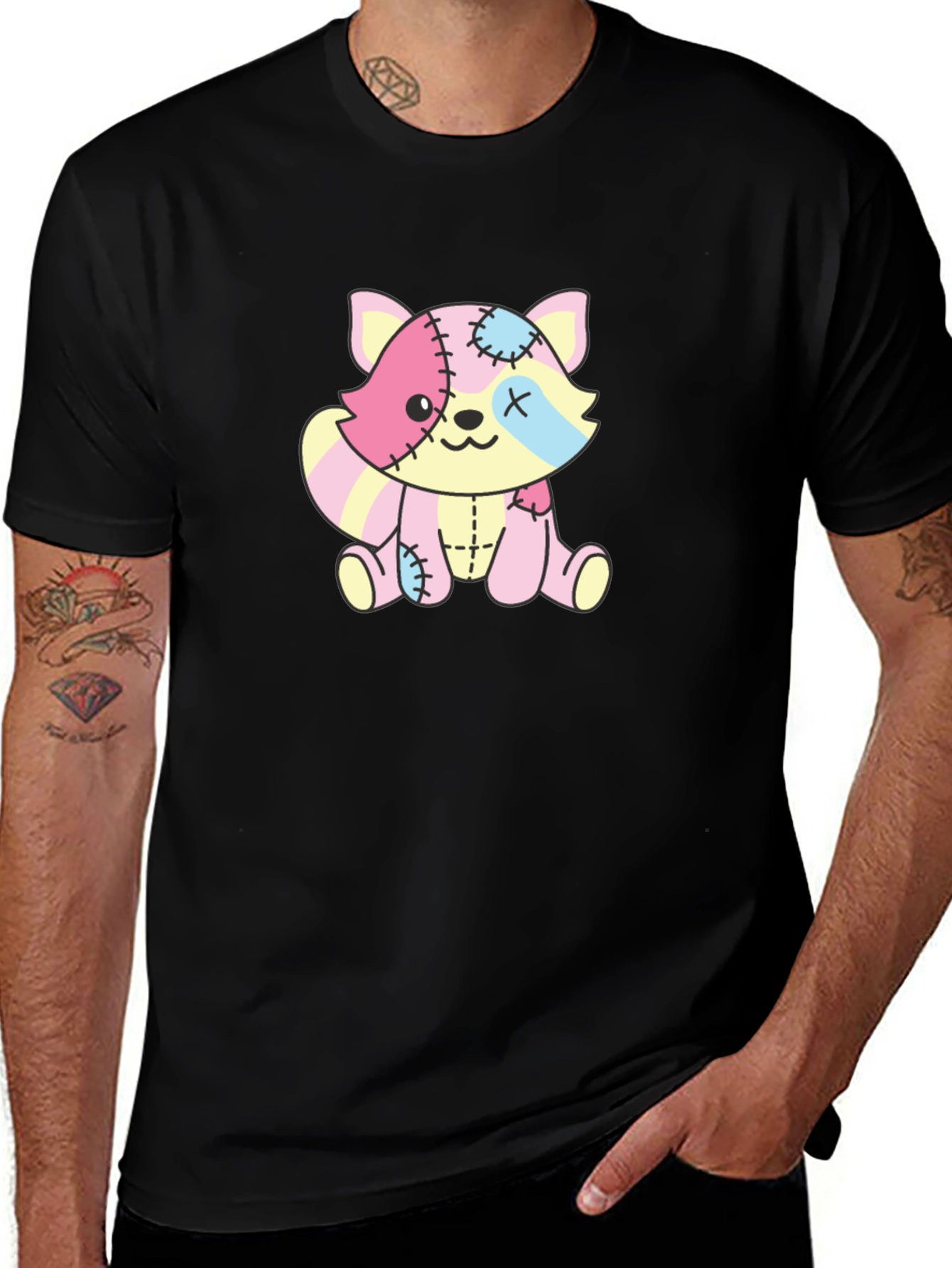 Variant 17 of Cute Patchwork Stuffed Animal Graphic Tee