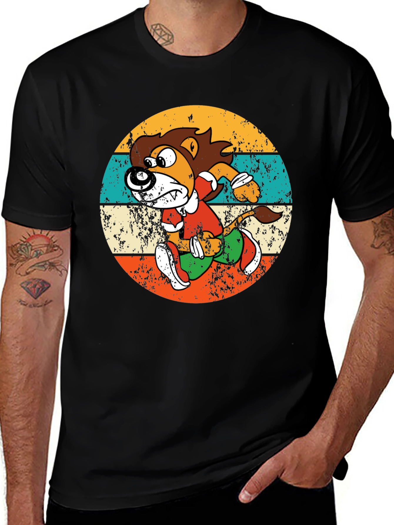Variant 23 of Retro Running Lion Graphic Tee