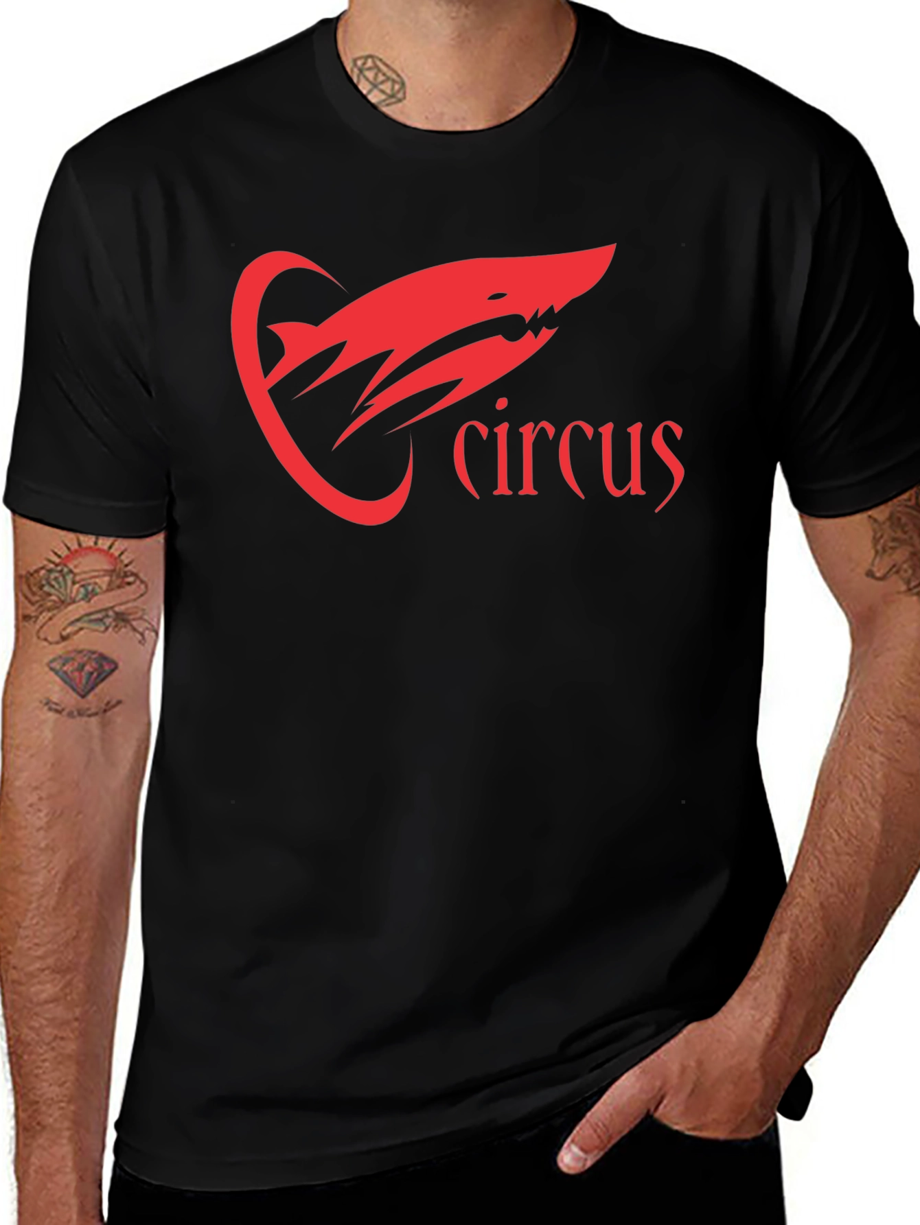Variant 21 of Circus Shark Graphic Tee - Black Cotton T-Shirt