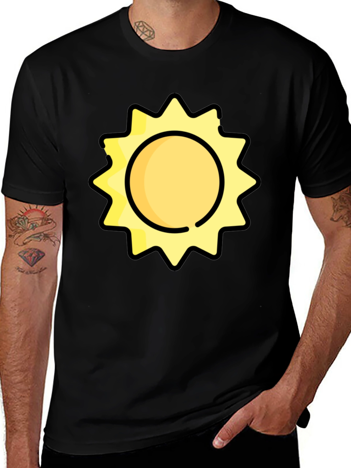 Variant 30 of Sunny Day Graphic Tee - Black Cotton T-Shirt