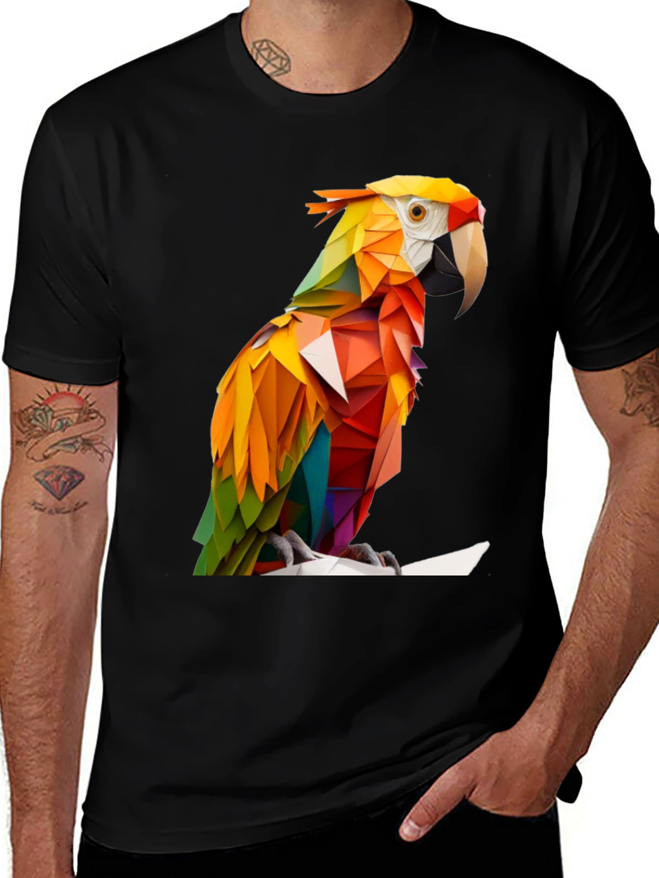 Variant 20 of Geometric Parrot Graphic Tee - Bold & Unique Design