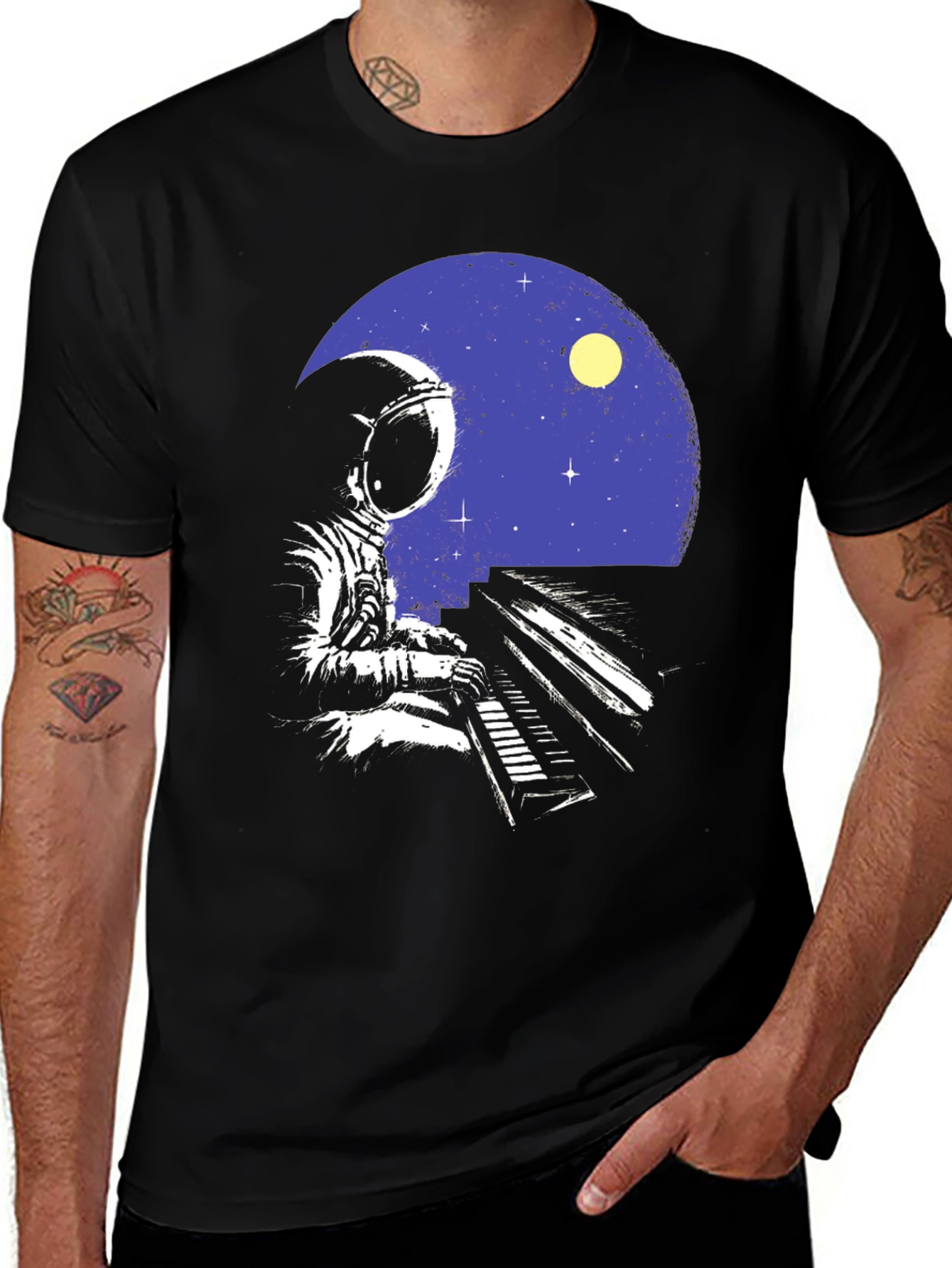 Variant 25 of Astronaut Piano Player Graphic T-Shirt