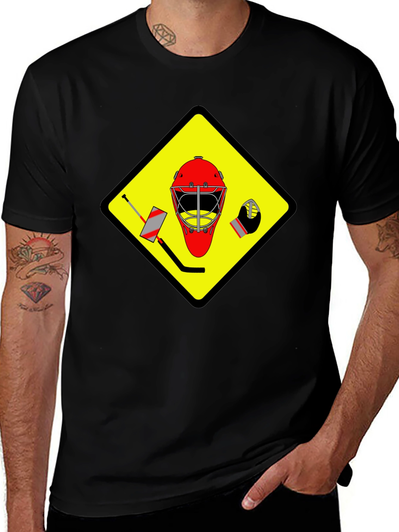 Variant 6 of Hockey Goalie Warning T-Shirt