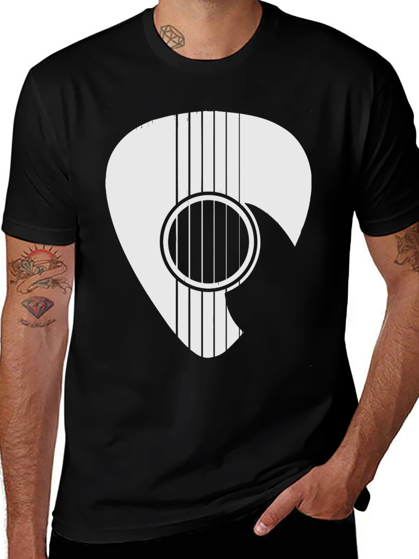 Variant 18 of Guitar Pick Graphic T-Shirt - Black