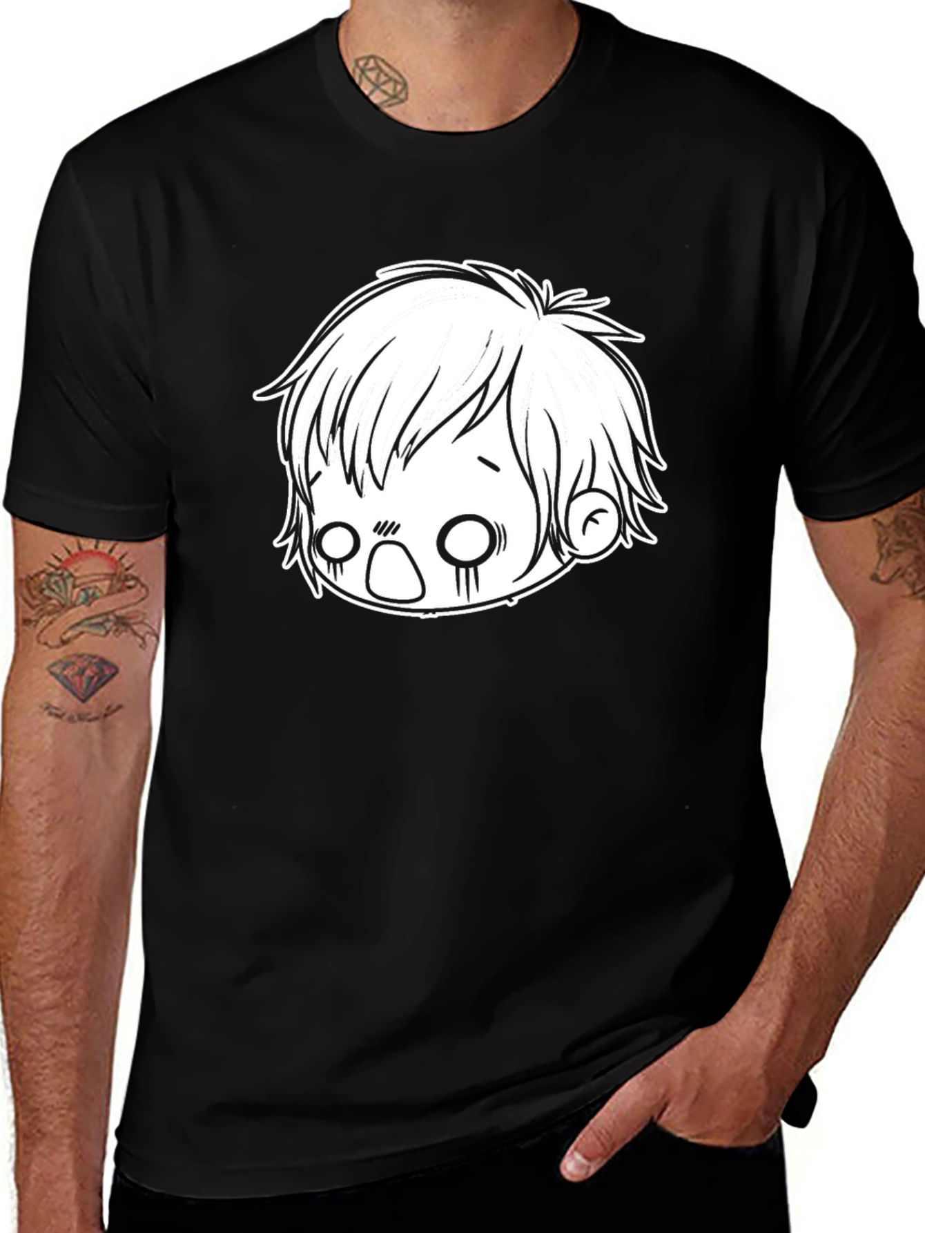 Variant 8 of Anime Boy Graphic Black T-Shirt