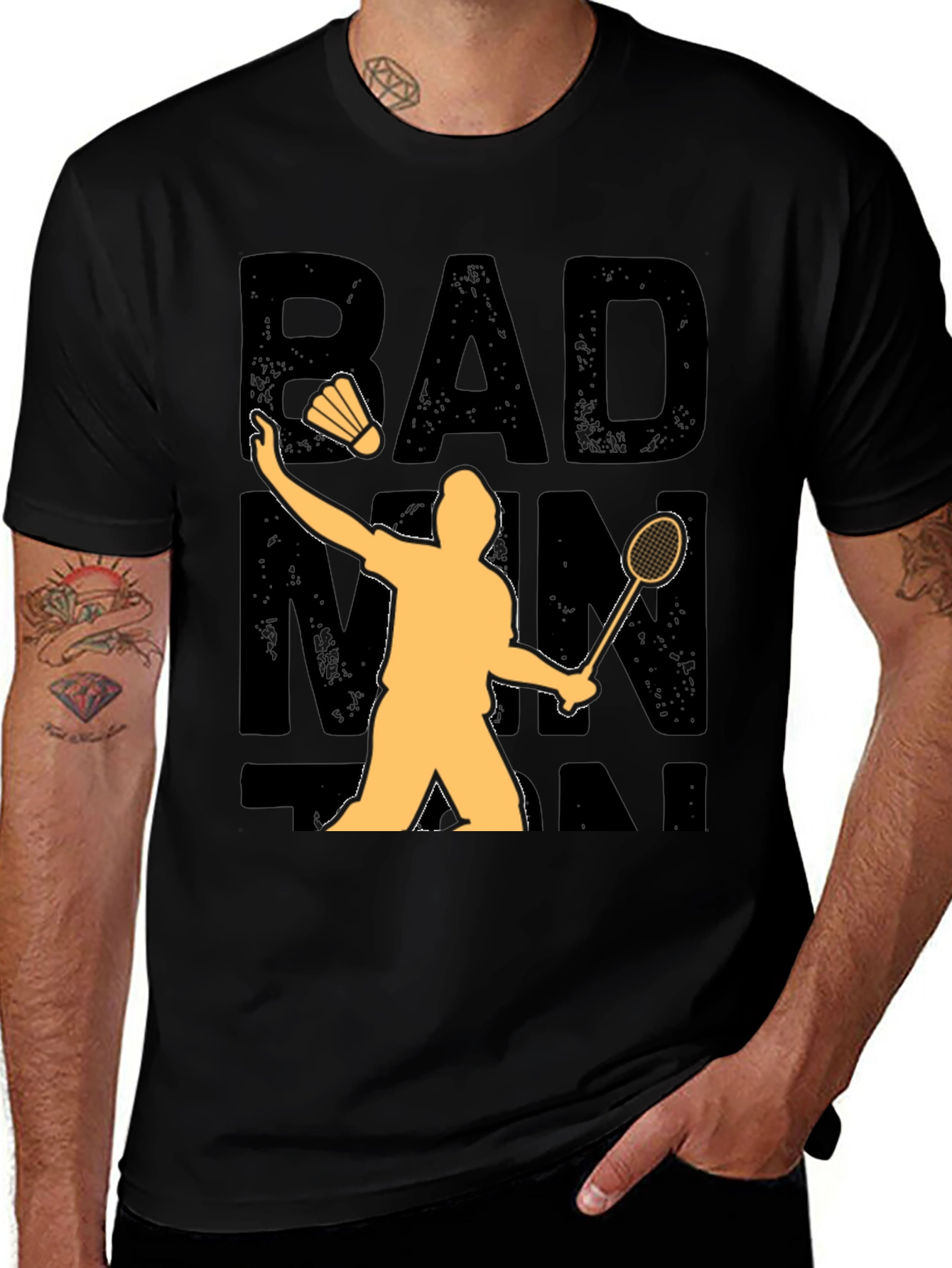 Variant 4 of Badminton Player Graphic T-Shirt