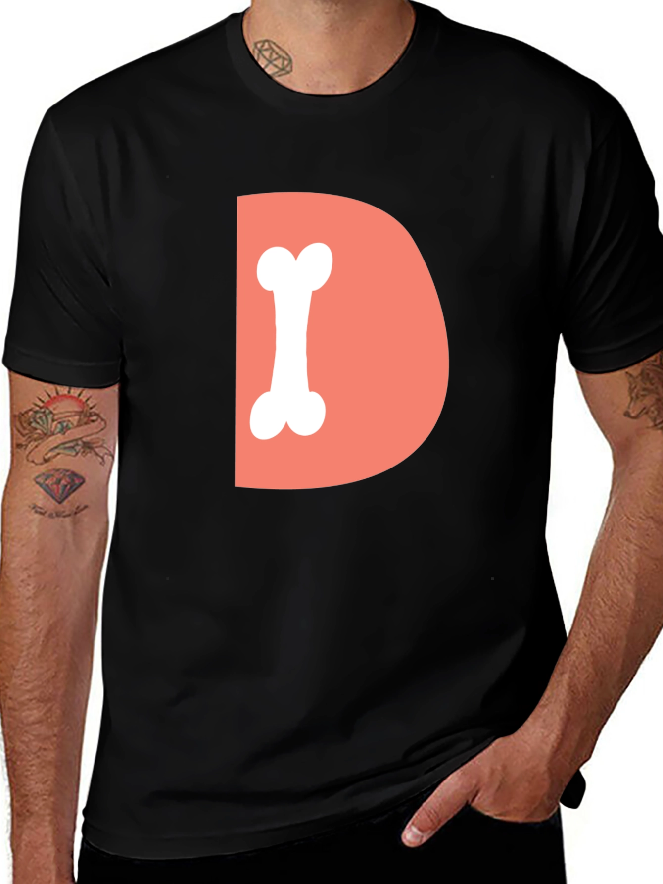 Variant 11 of Funny Dog Bone Letter D Graphic Tee