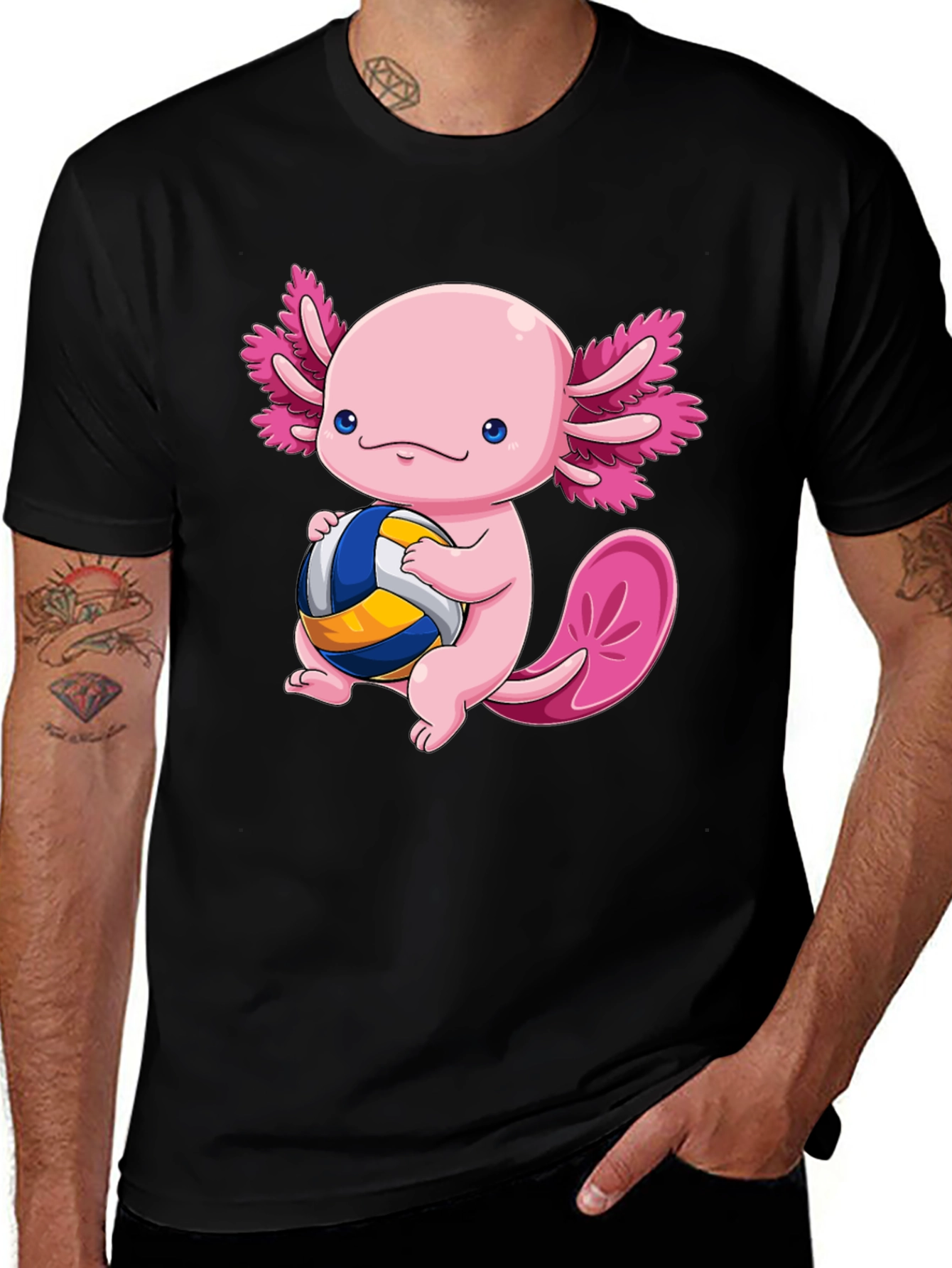 Variant 21 of Axolotl Volleyball T-Shirt - Cute Amphibian Design