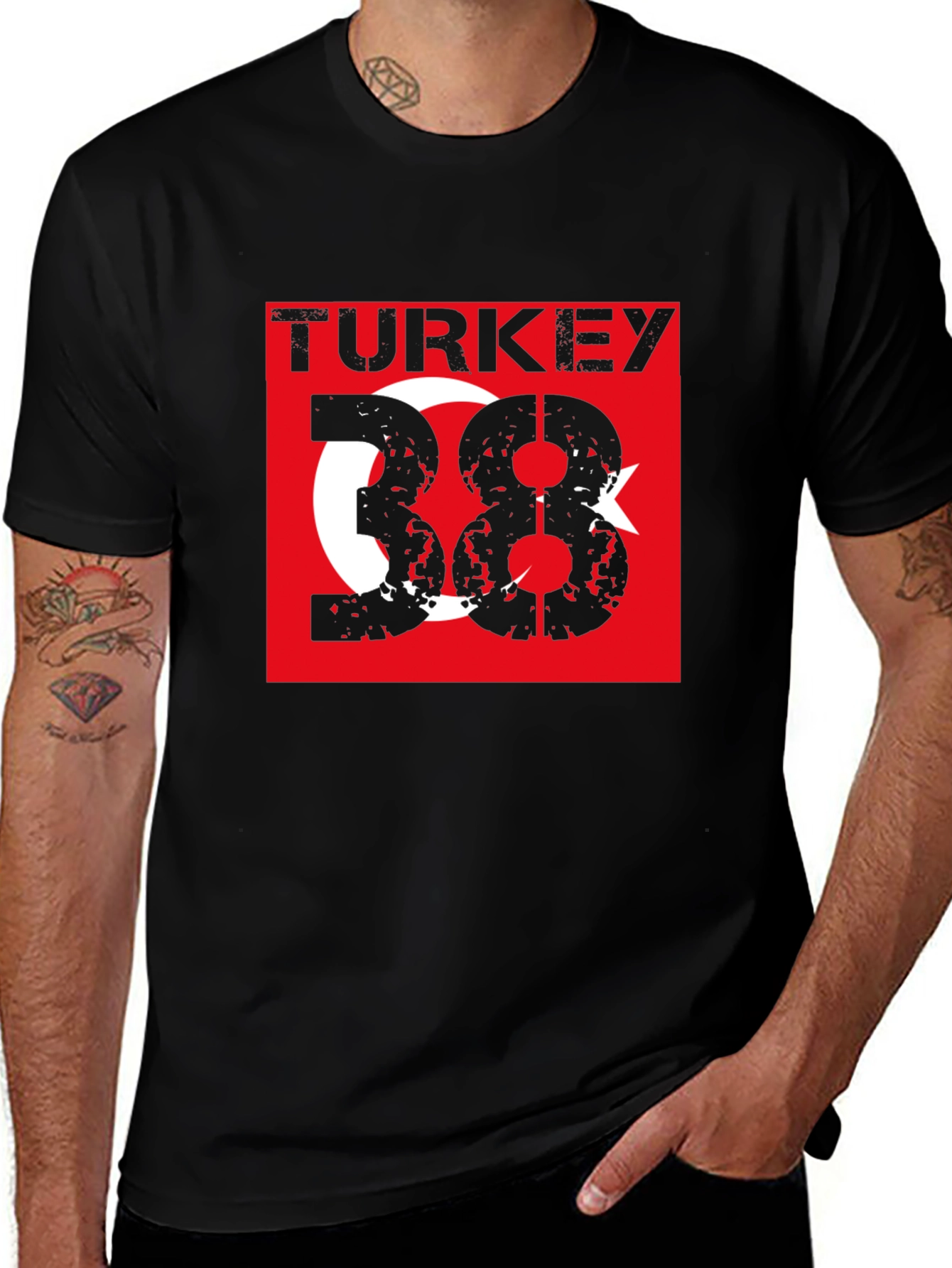 Variant 29 of Turkey 38 Distressed Graphic Tee - Black