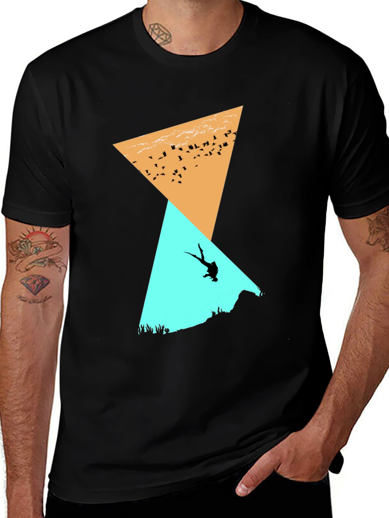 Variant 20 of Diver Silhouette Graphic T-Shirt - Men's Black Tee
