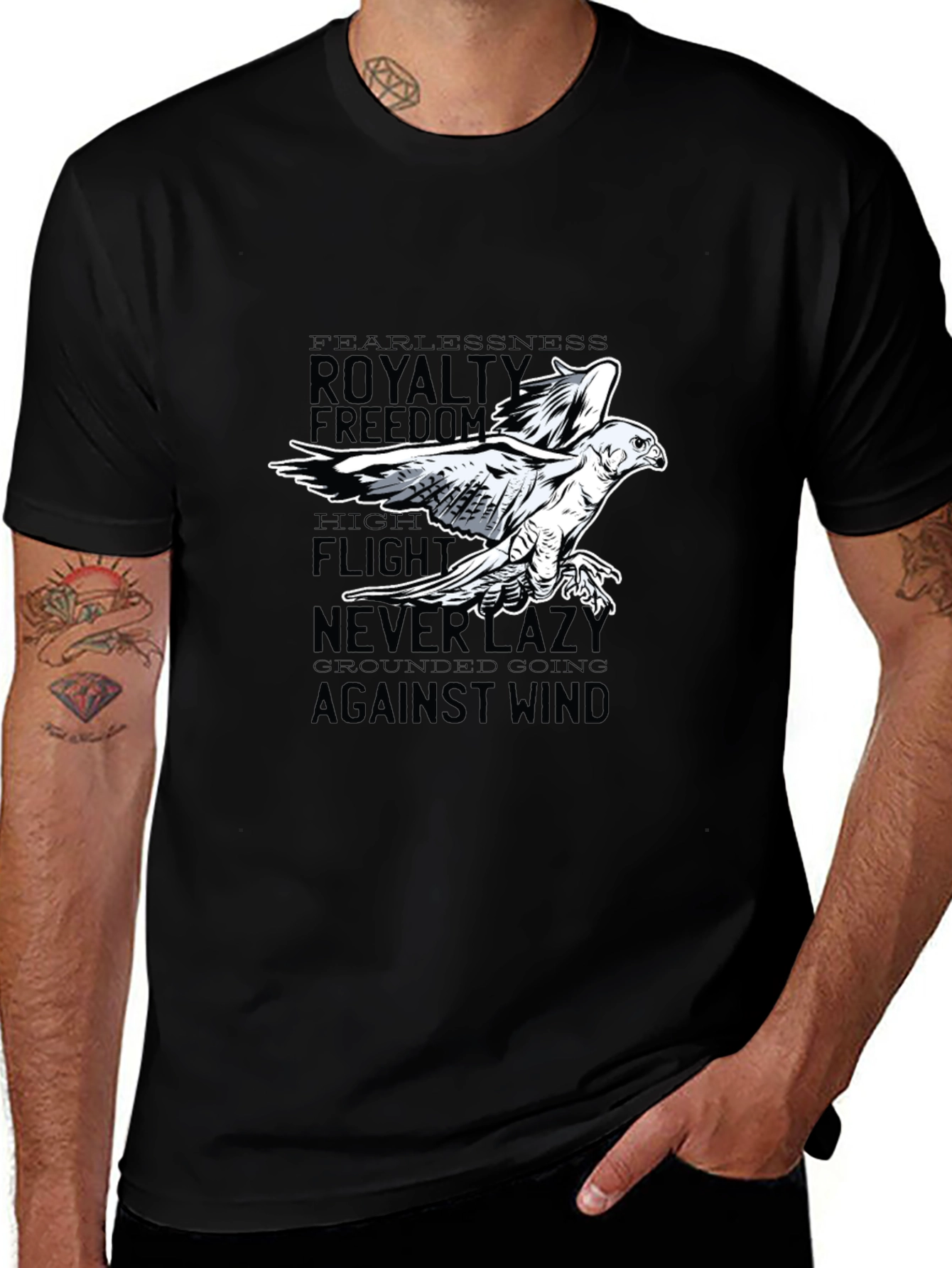 Variant 21 of Black Graphic Tee - Eagle with Motivational Words