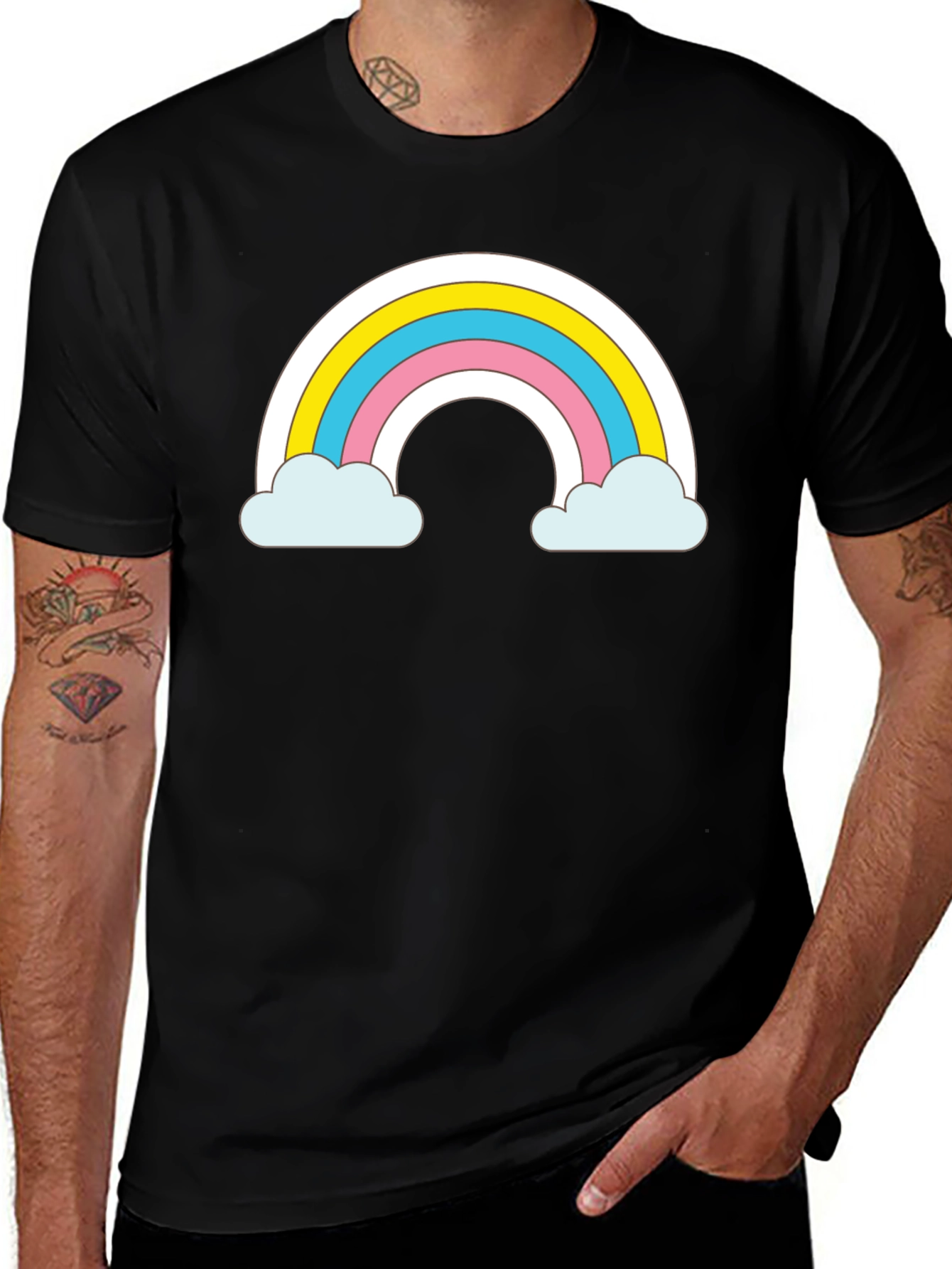 Variant 27 of Rainbow Cloud T-Shirt - Cute and Trendy Black Tee