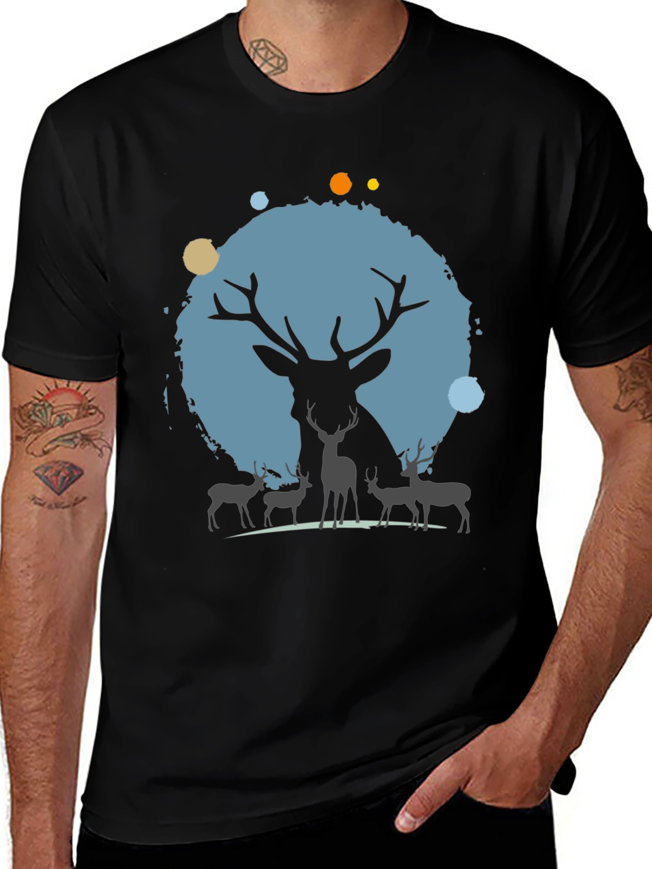 Variant 13 of Deer Silhouette Graphic Tee - Black