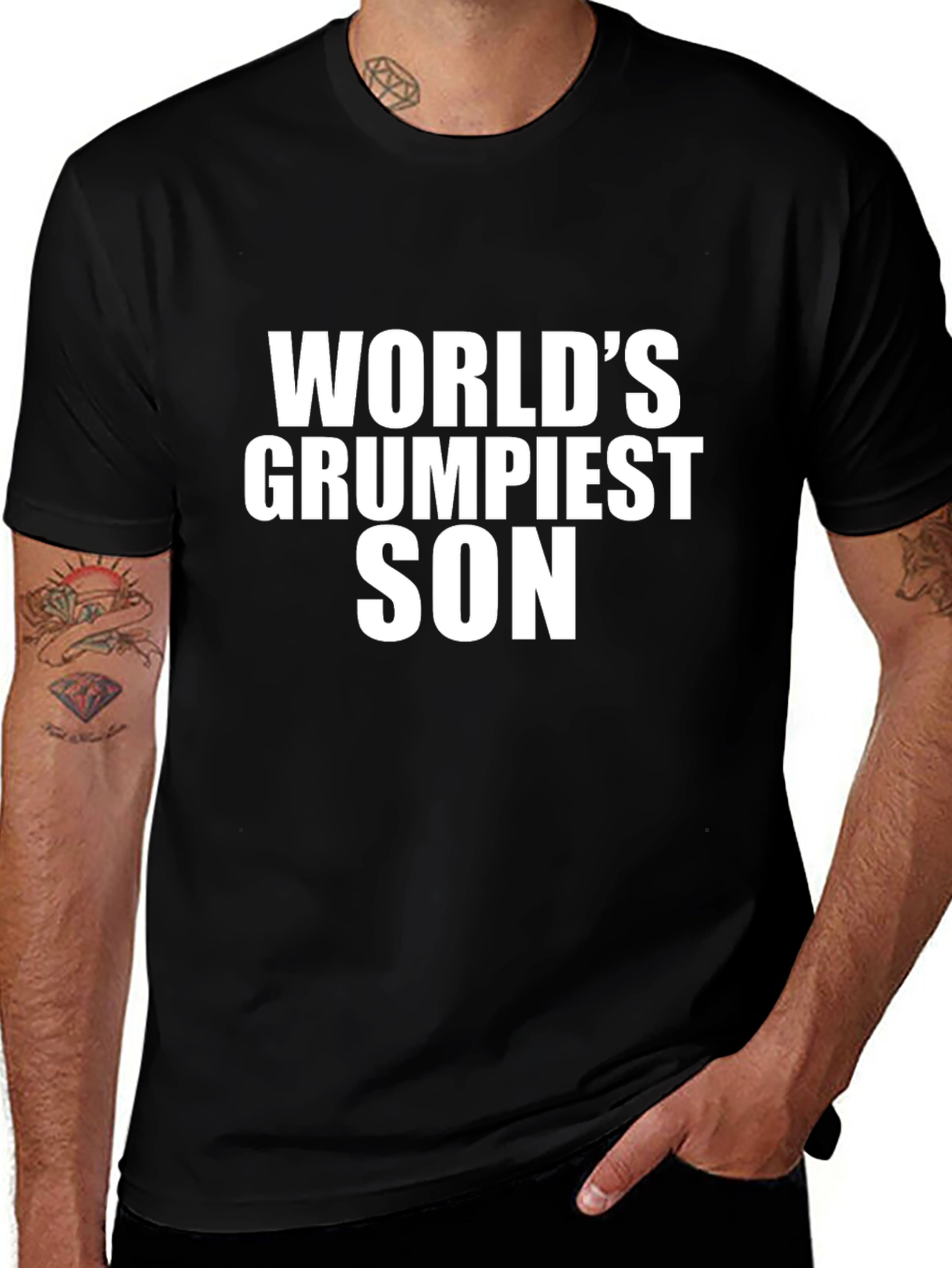 Variant 11 of World's Grumpiest Son Black T-Shirt Novelty Gift
