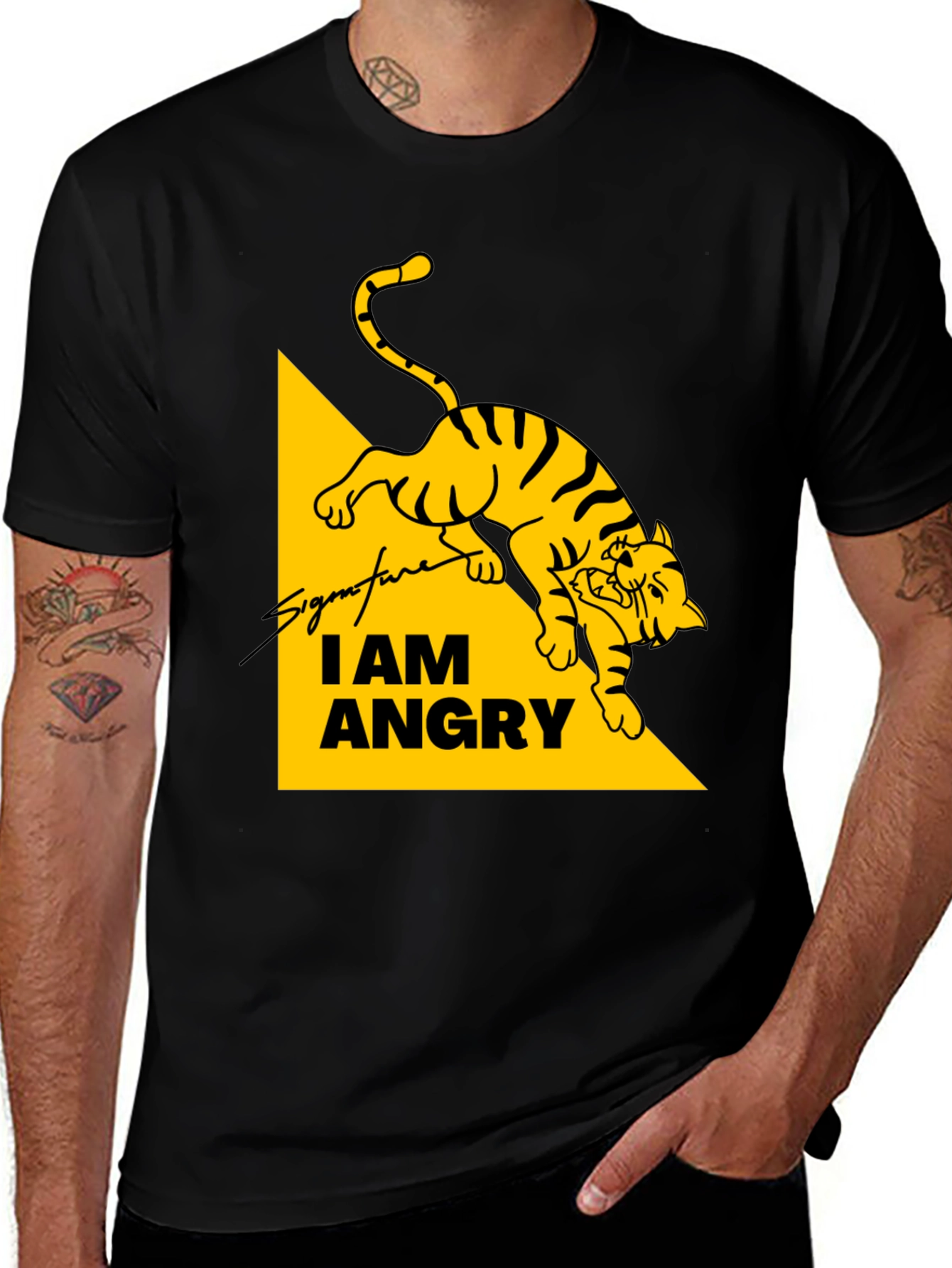 Variant 20 of I am Angry Tiger Graphic Tee - Black Cotton T-Shirt