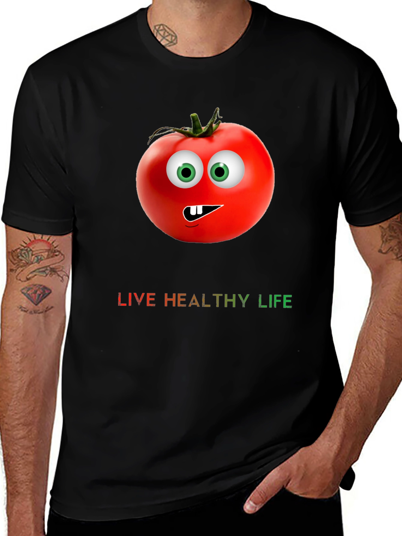 Variant 27 of Funny Tomato Graphic Tee - Live Healthy Life Shirt