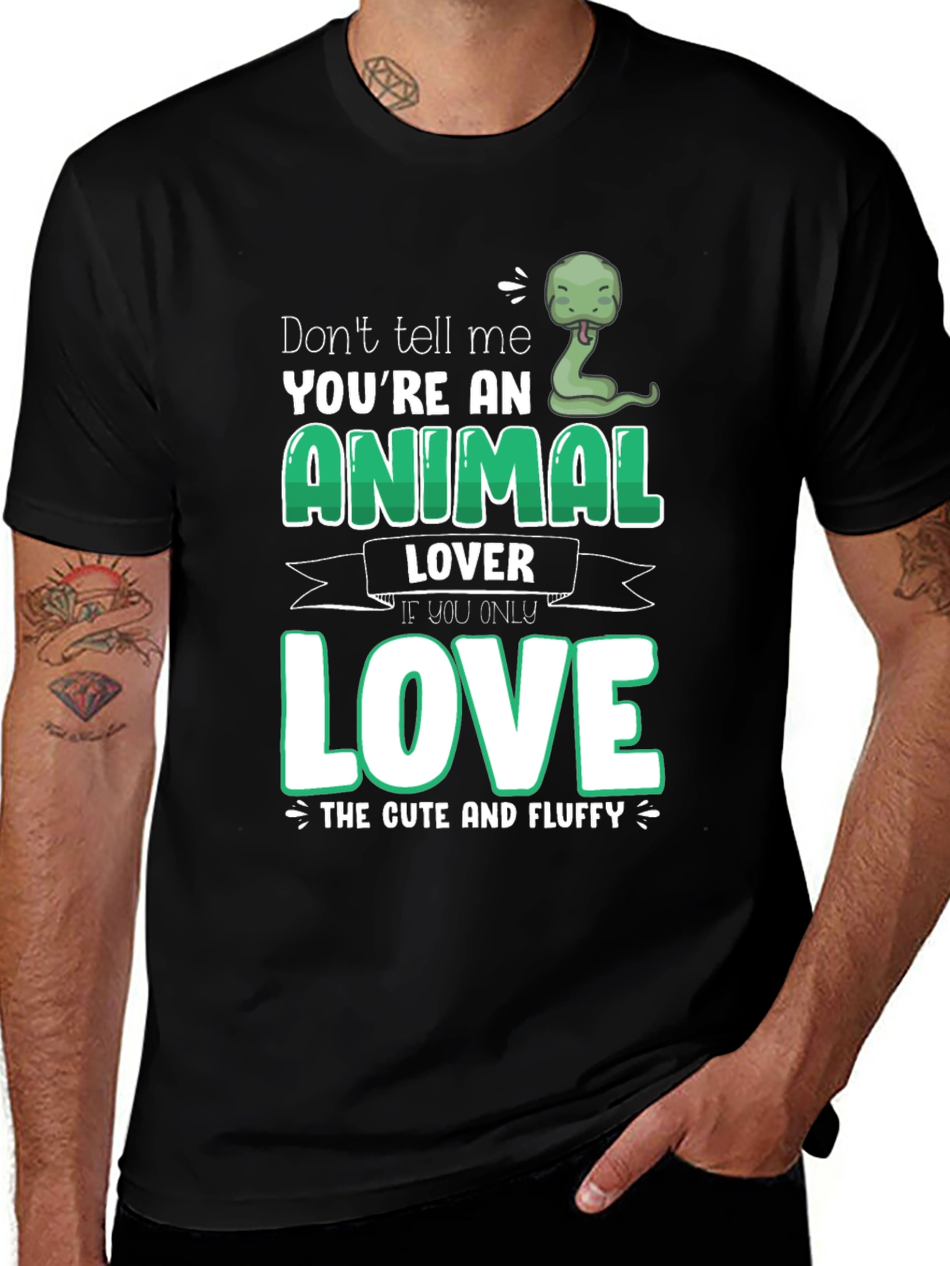 Variant 7 of Animal Lover Snake Graphic Black T-Shirt