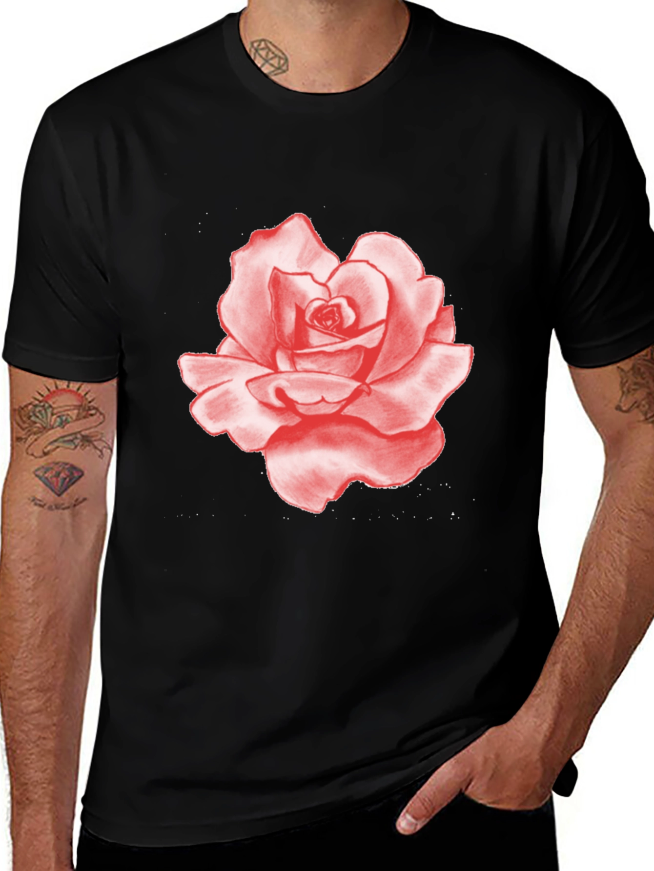 Variant 18 of Red Rose Graphic Print Black T-Shirt