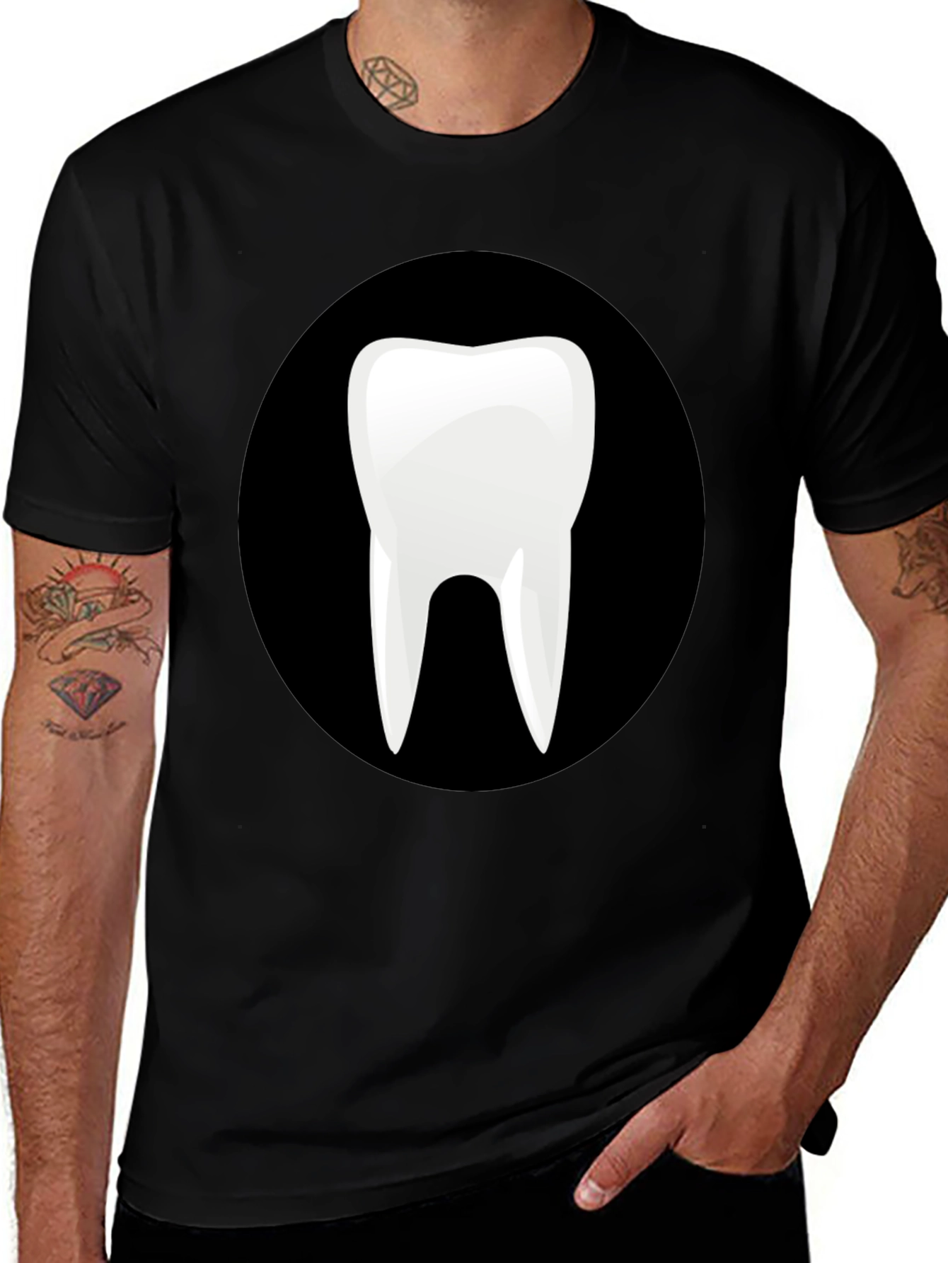 Variant 2 of Novelty Tooth Graphic Black T-Shirt