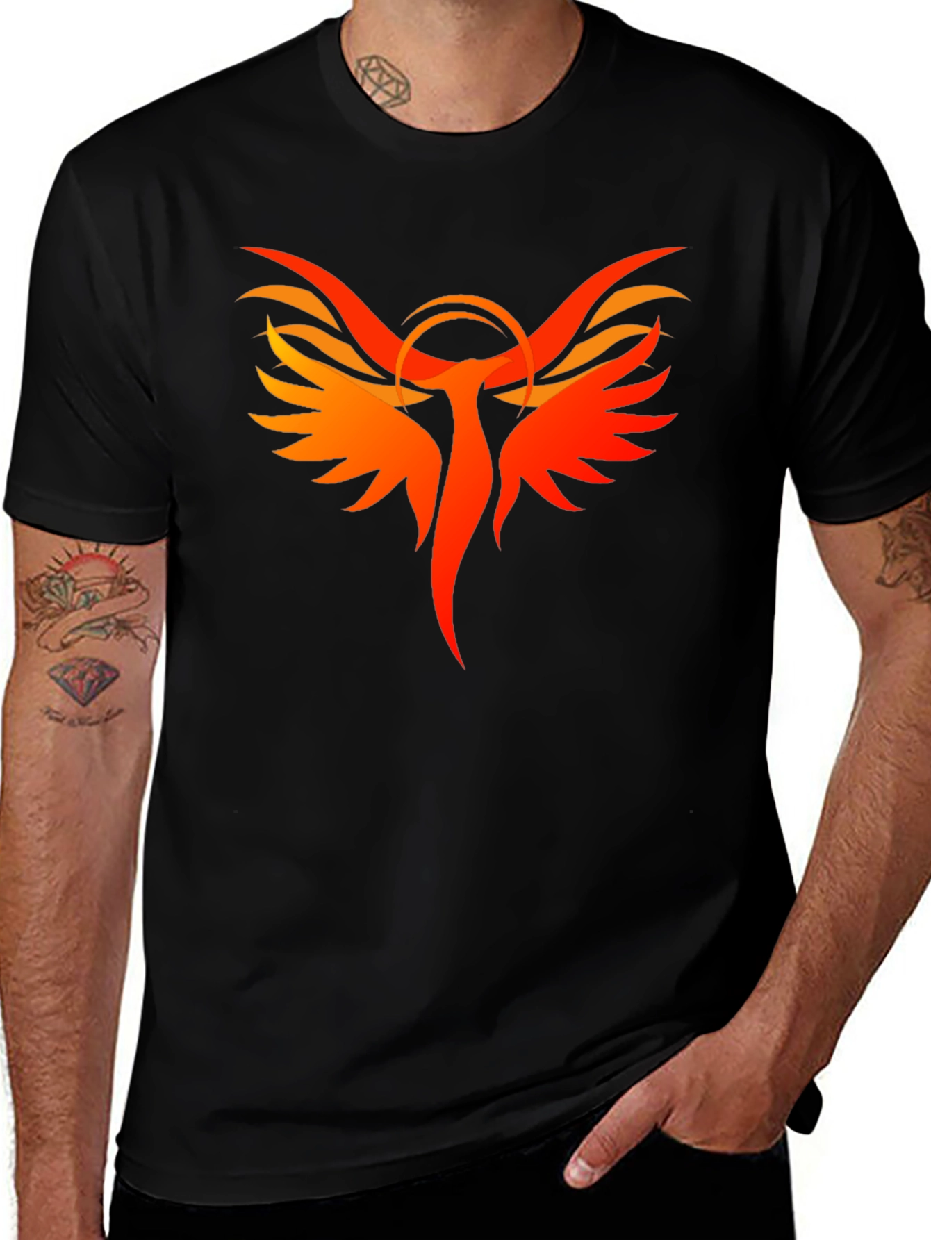 Variant 9 of Phoenix Rising Graphic Tee - Black Cotton Shirt