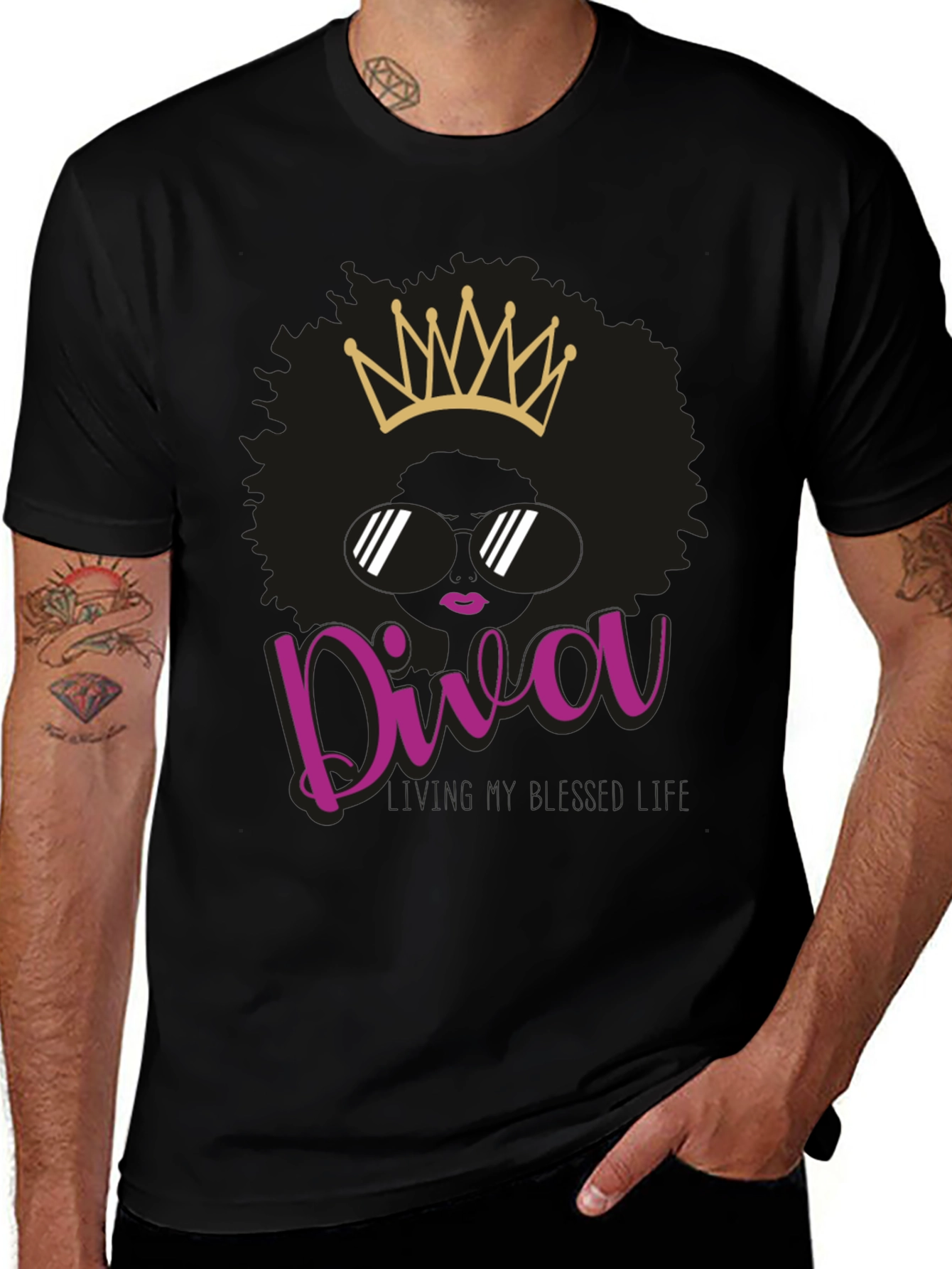 Diva Queen Graphic Tee - Black Cotton T-Shirt
