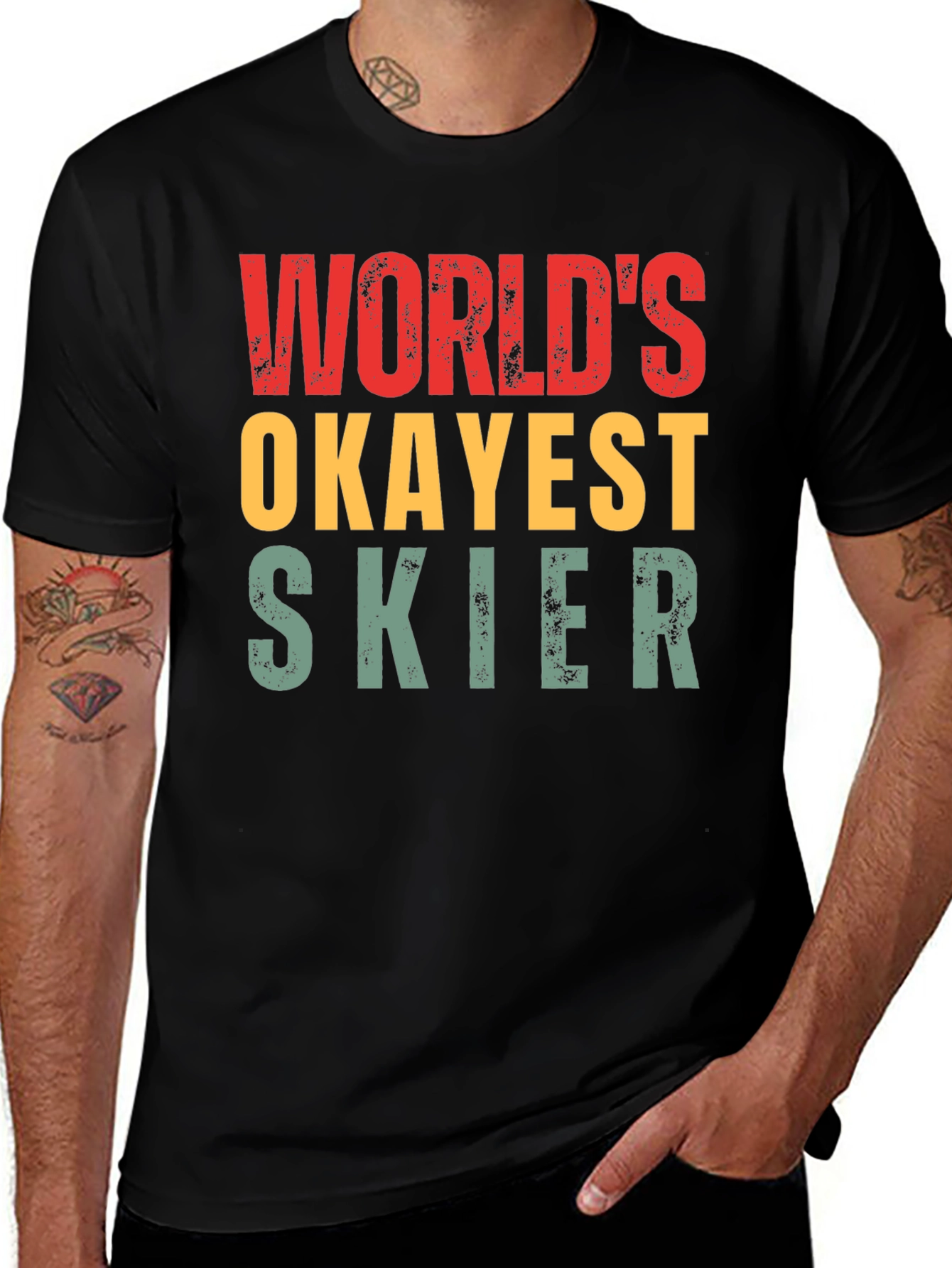 Variant 14 of World's Okayest Skier Graphic T-Shirt