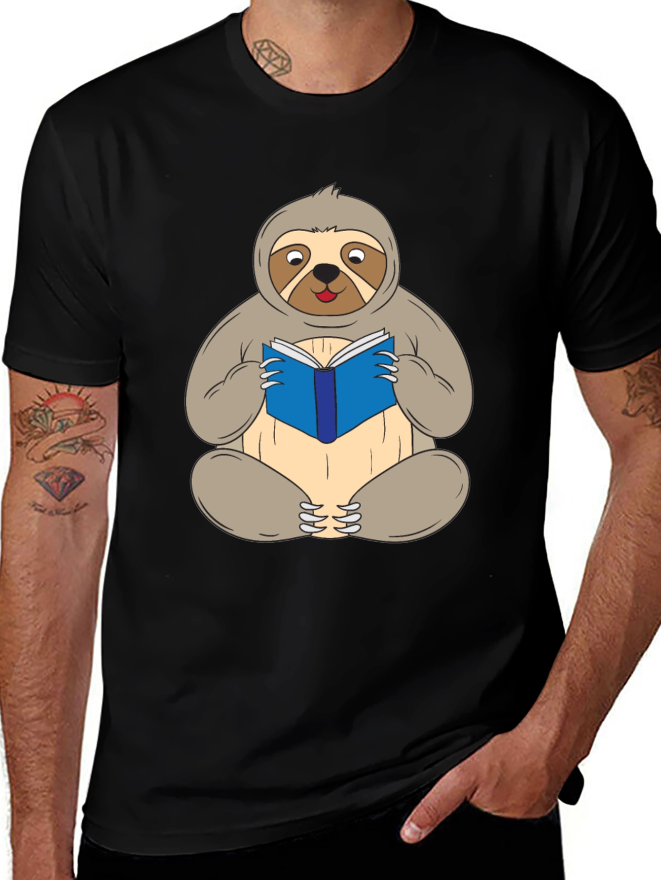 Variant 10 of Sloth Reading Book Graphic T-Shirt - Casual Style