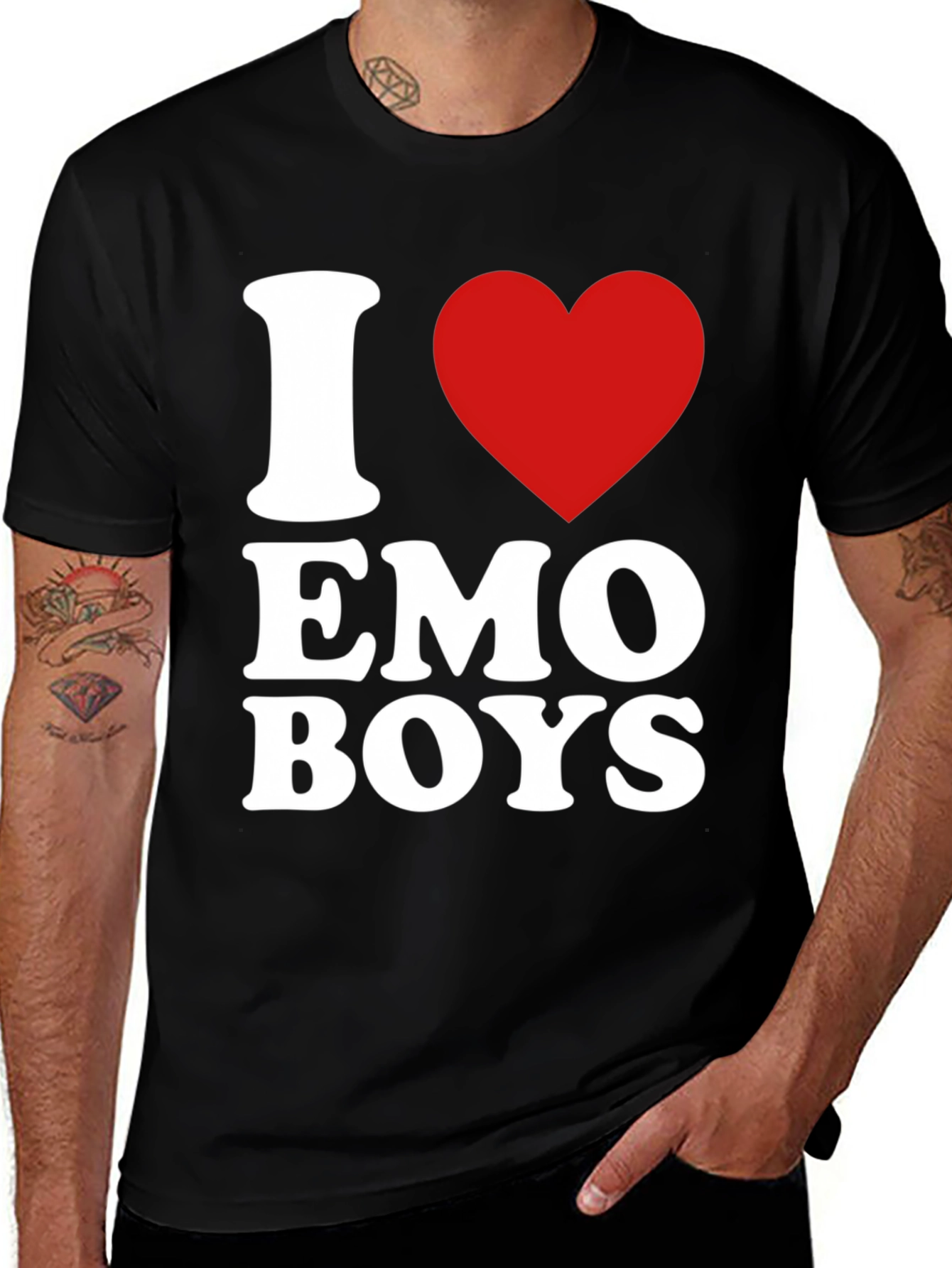 Variant 11 of I Heart Emo Boys T-Shirt - Black Cotton Tee