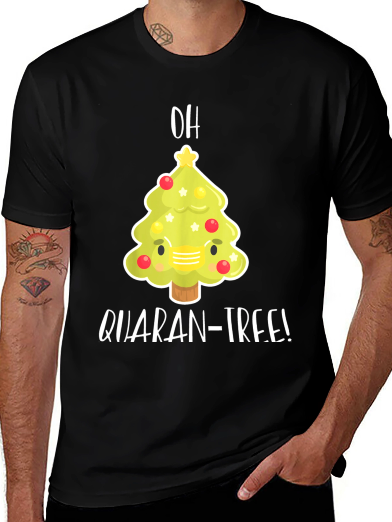 Quaran-Tree Christmas T-Shirt Funny Holiday Tee