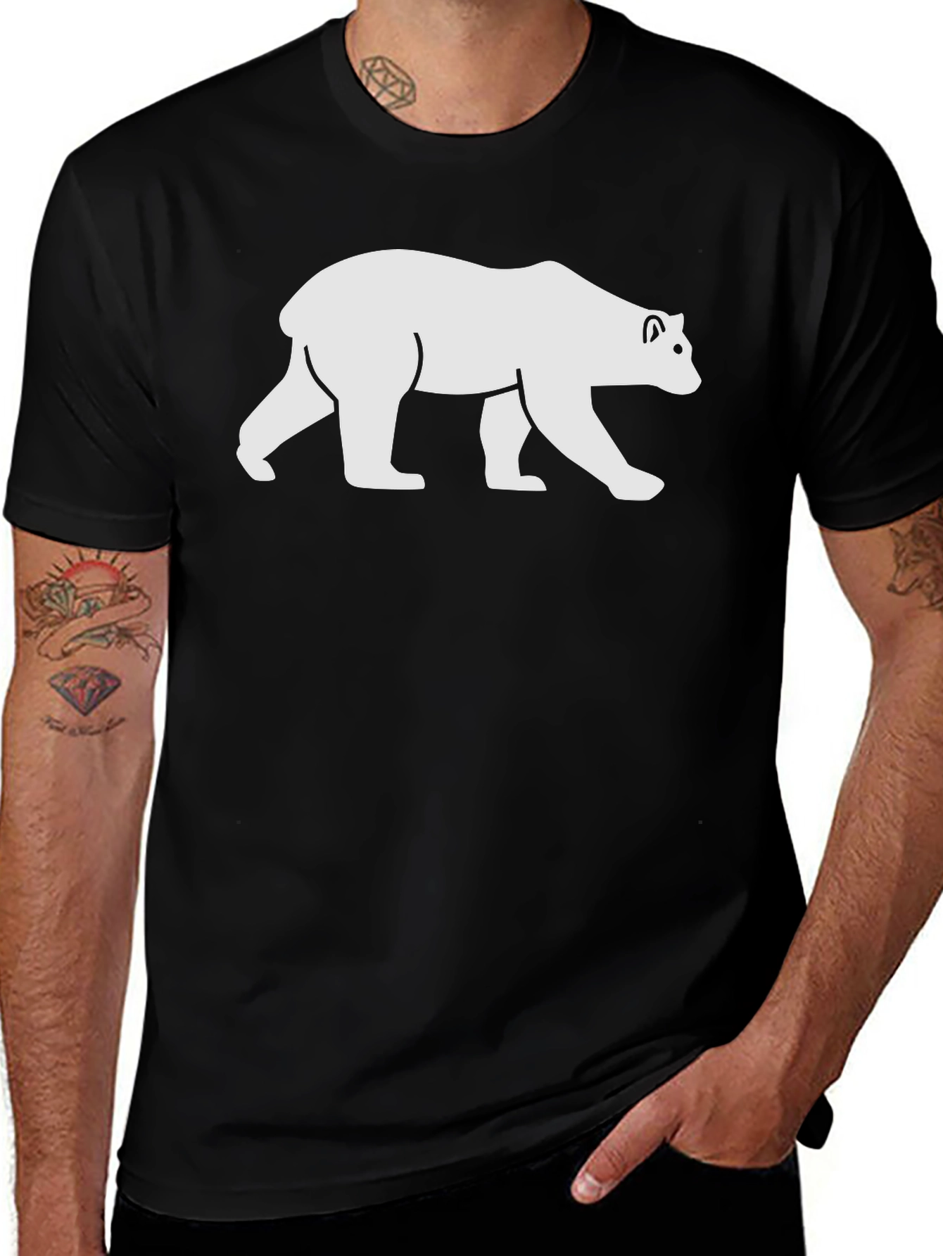 Variant 27 of Black T-Shirt with White Bear Graphic