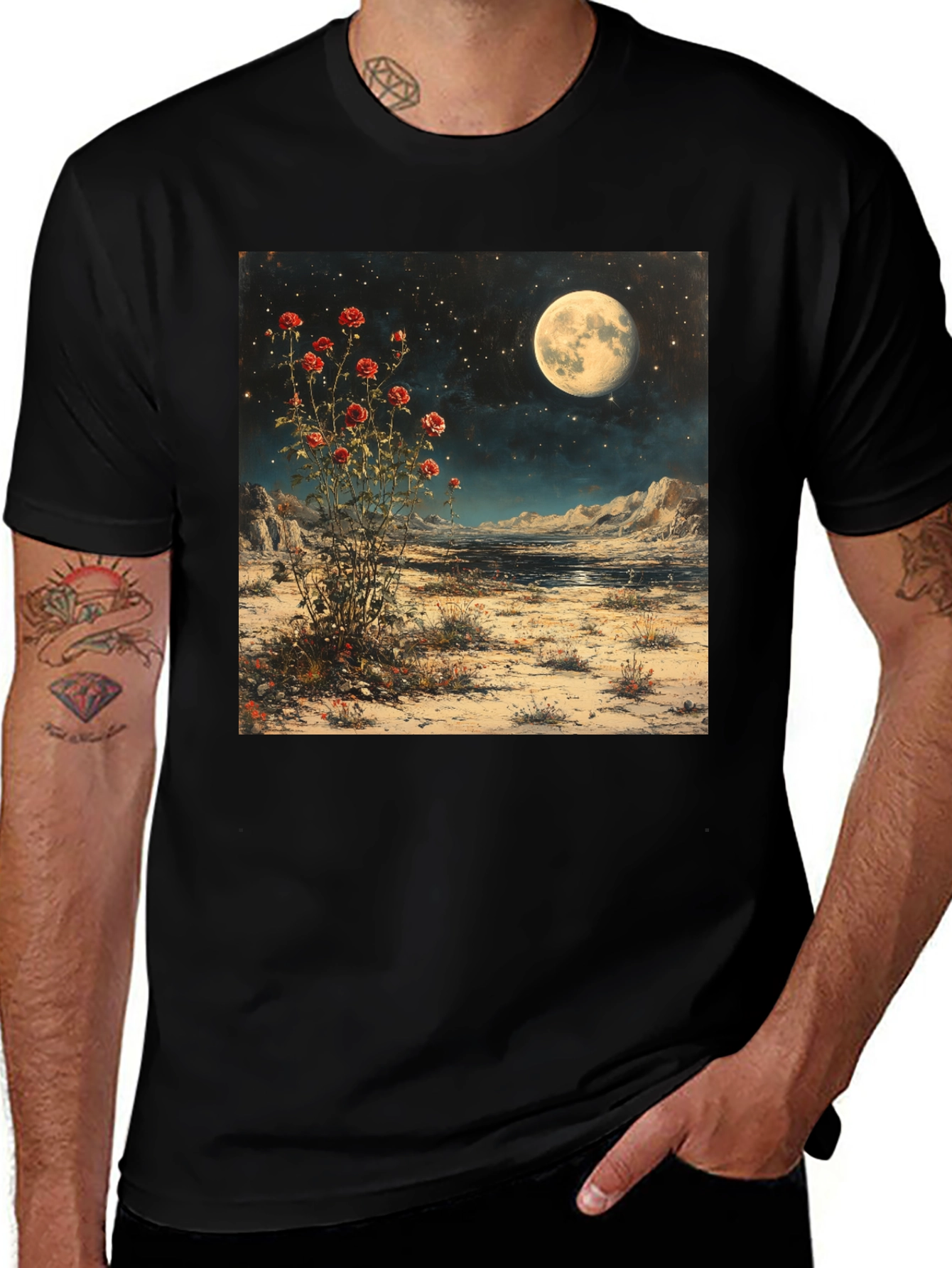Variant 25 of Moonlit Rose Desert Graphic Tee