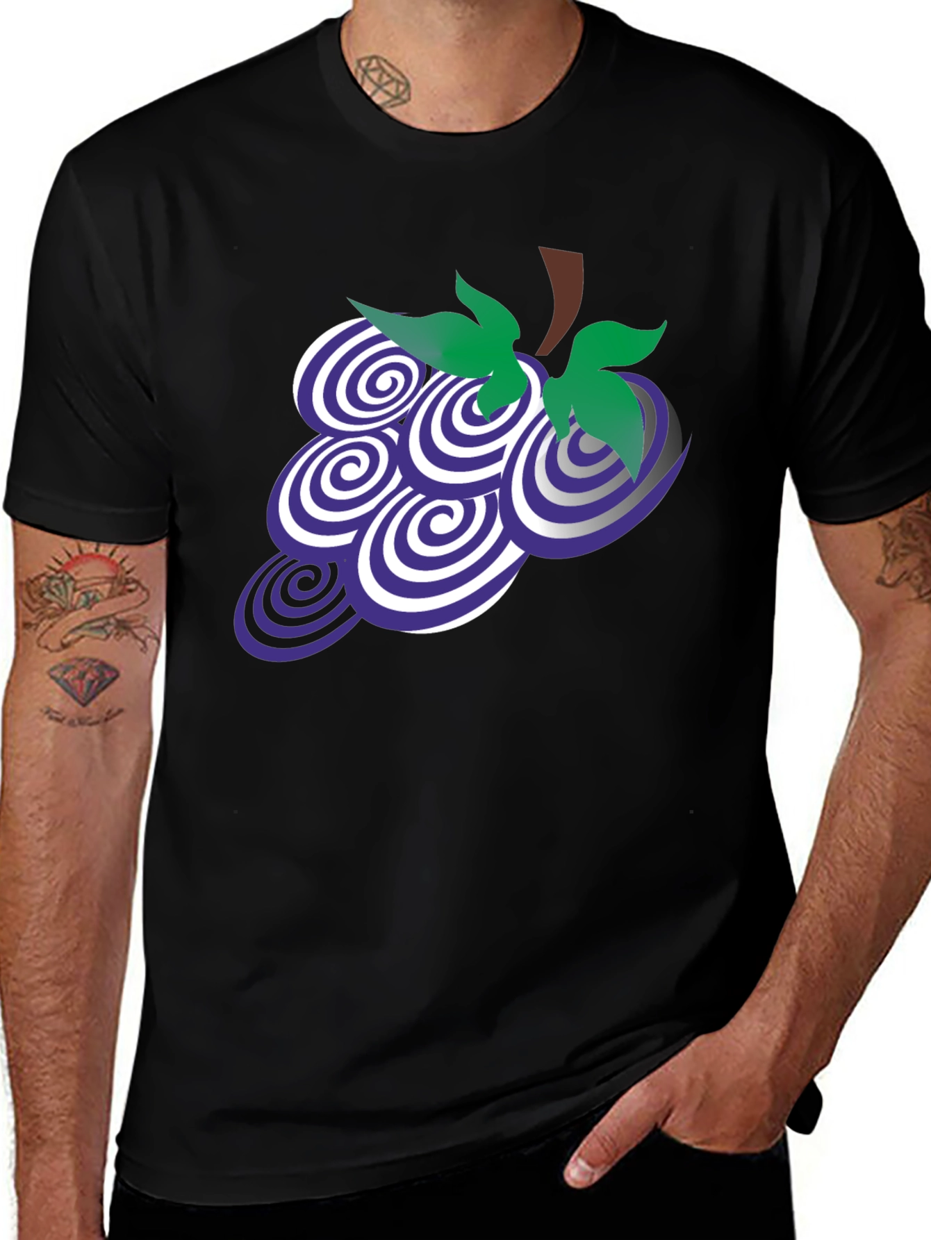 Variant 10 of Grapes Graphic Tee - Stylish Men's Black T-Shirt