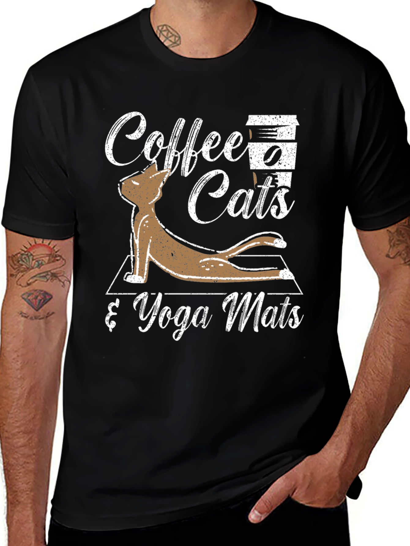 Variant 27 of Coffee Cats & Yoga Mats Graphic T-Shirt