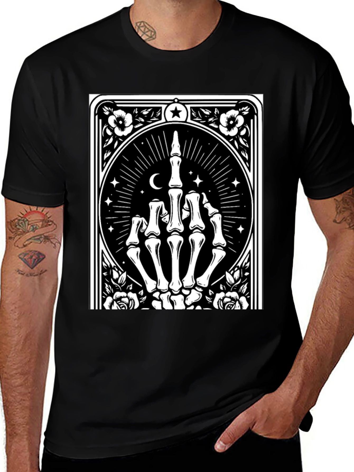Black Skeleton Hand Graphic Black T-Shirt main image