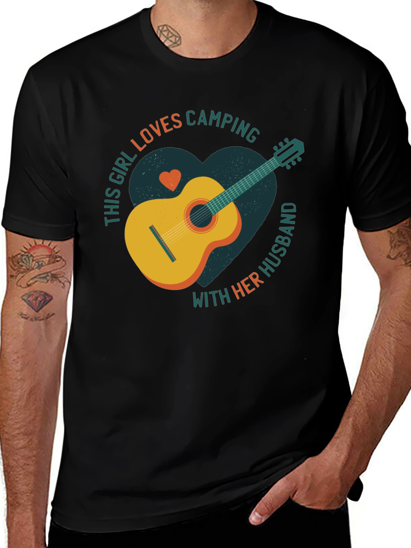 Variant 21 of Camping Guitar T-Shirt: This Girl Loves Camping With Her Husband