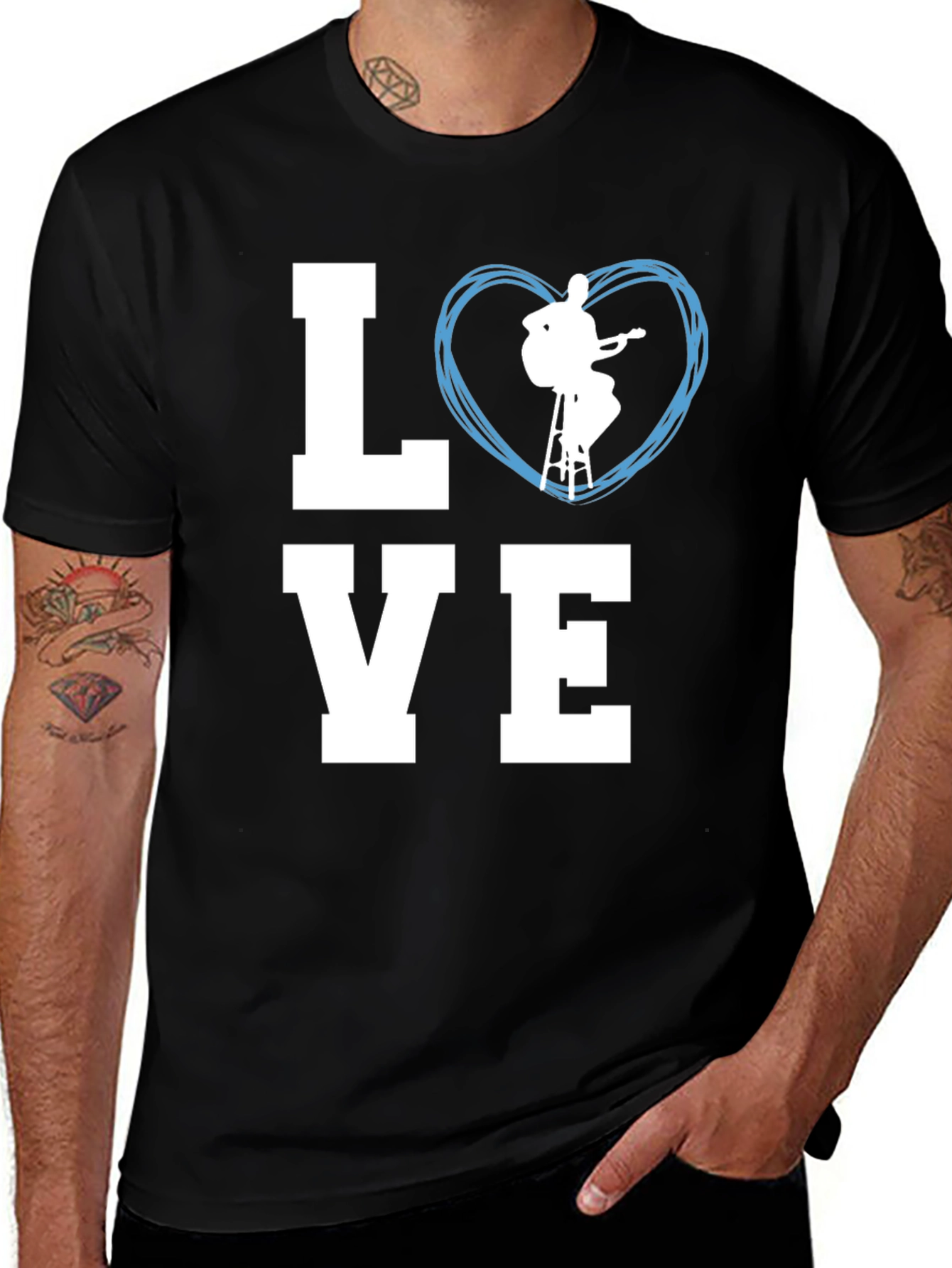 Variant 23 of Love Music T-Shirt - Guitar Player Heart Tee