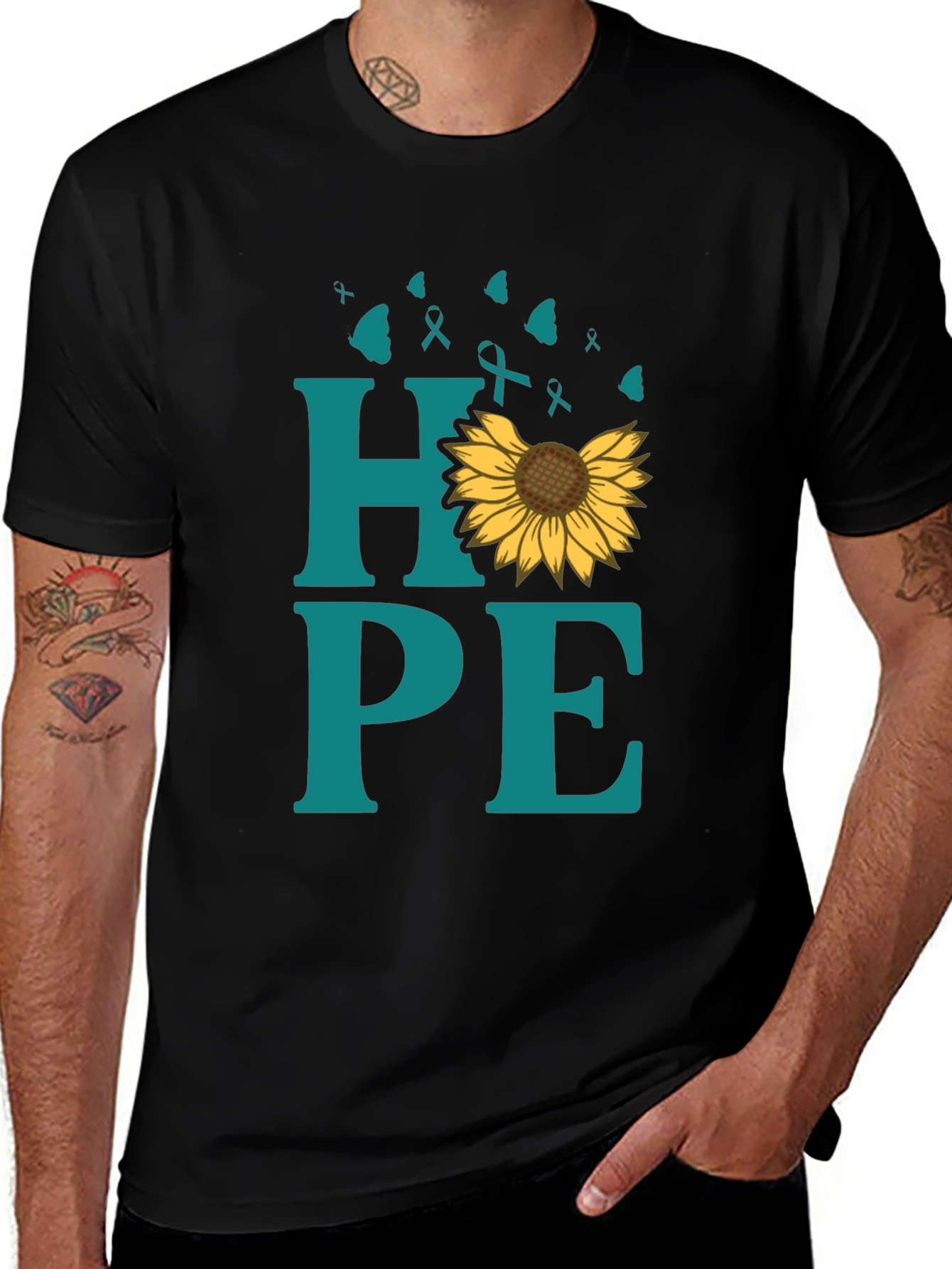 Variant 8 of Hope Sunflower Ribbon Graphic T-Shirt