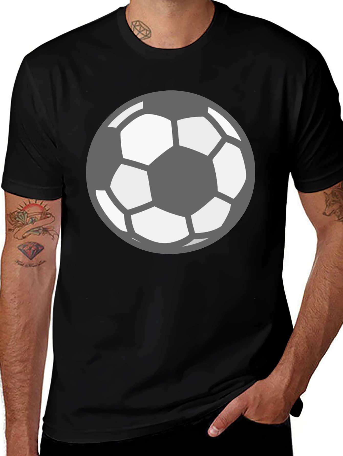 Variant 4 of Soccer Ball Graphic Tee - Classic Black Cotton Shirt