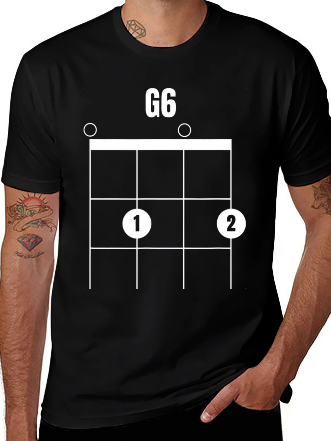 Black G6 Ukulele Chord T-Shirt - Music Lover Tee main image