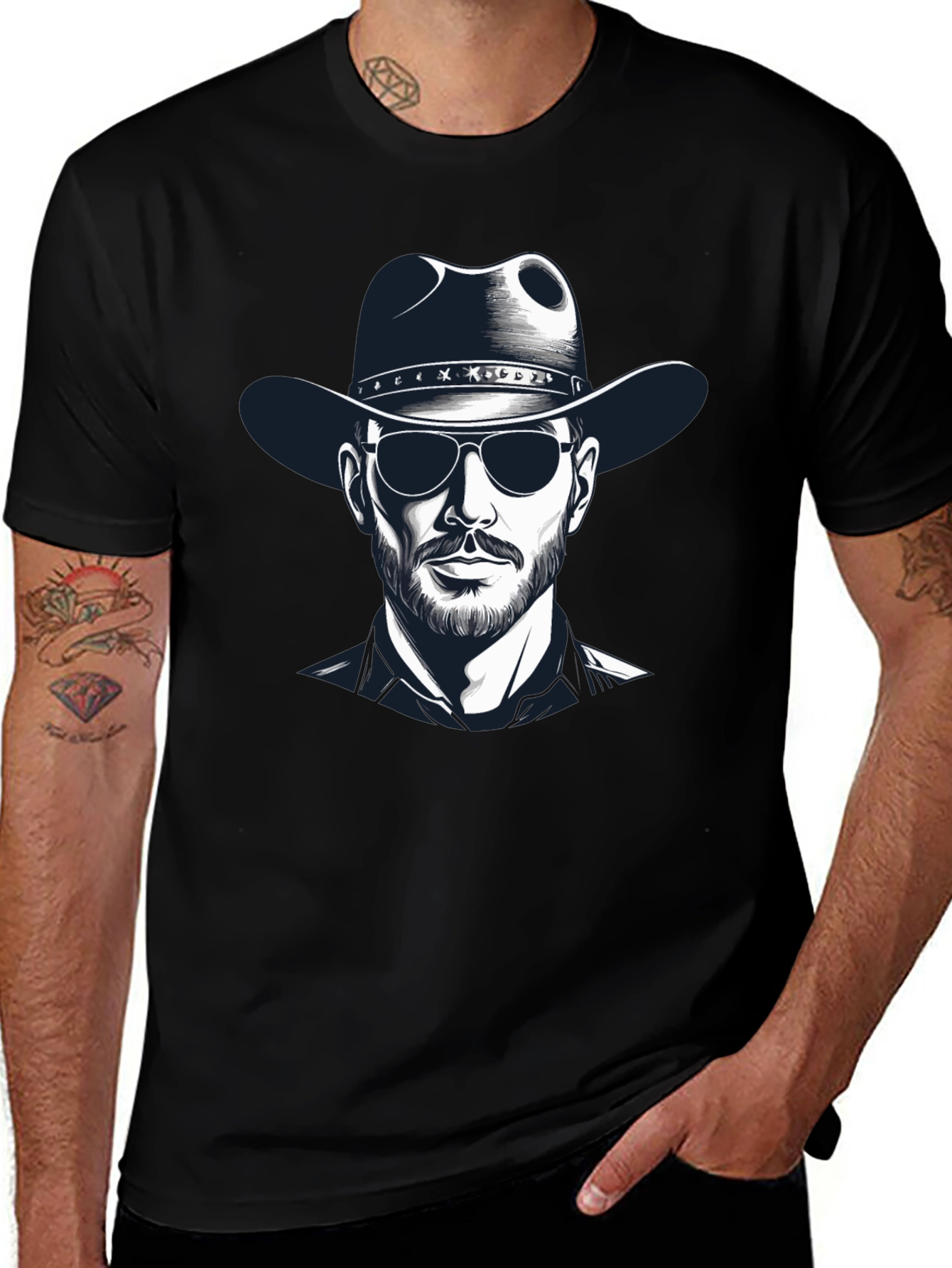 Variant 13 of Cowboy T-Shirt: Black Graphic Tee
