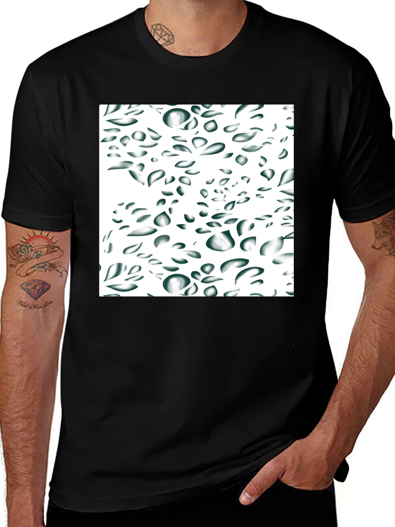 Variant 13 of Abstract Drop Pattern Black Tee
